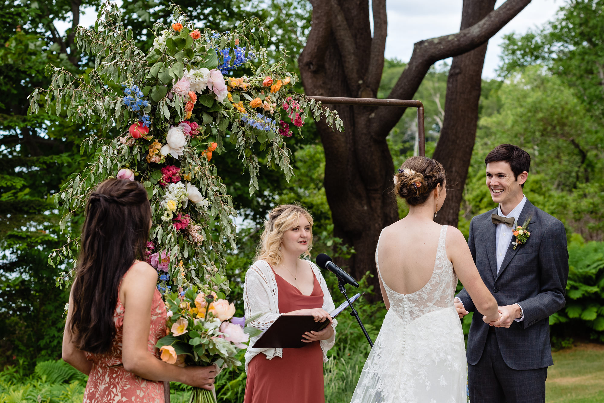 A Chebeague Island wedding ceremony at a family residence