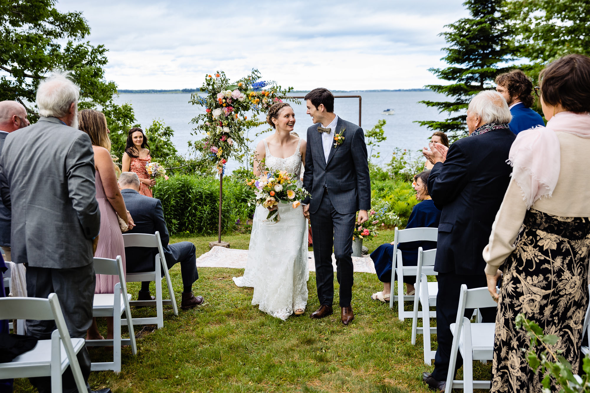 A Chebeague Island wedding ceremony at a family residence