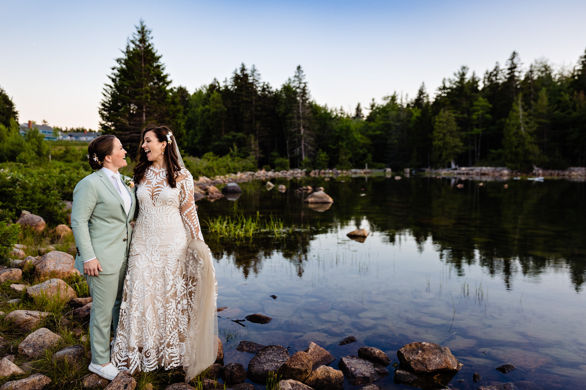 Wedding portraits at Jordan Pond in Acadia National Park