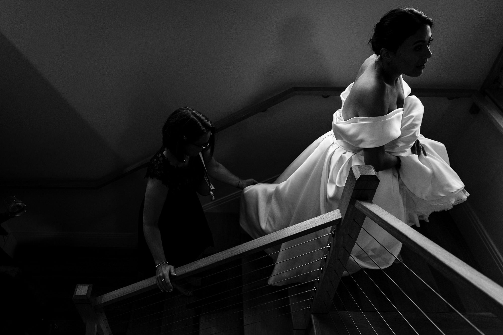 The bride walks up to her View at Pepperrell Cove wedding reception