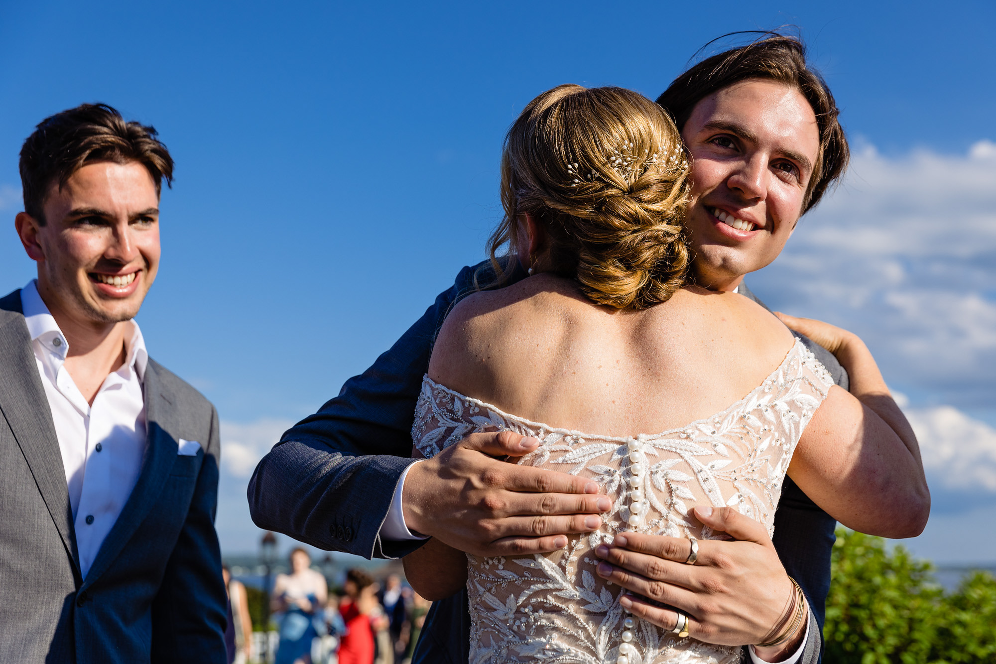 A wedding ceremony at a private estate in Maine