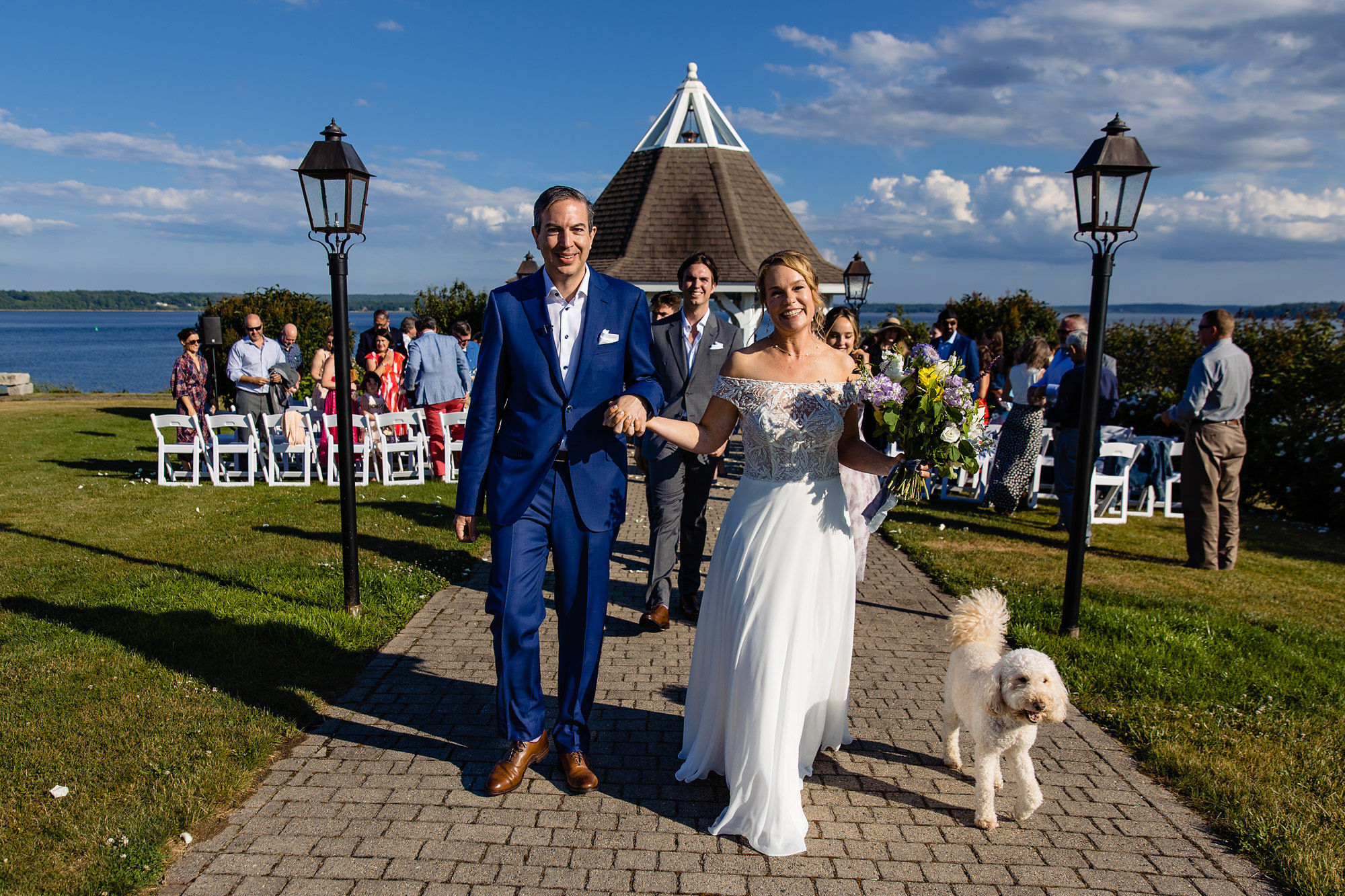 A wedding ceremony at a private estate in Maine