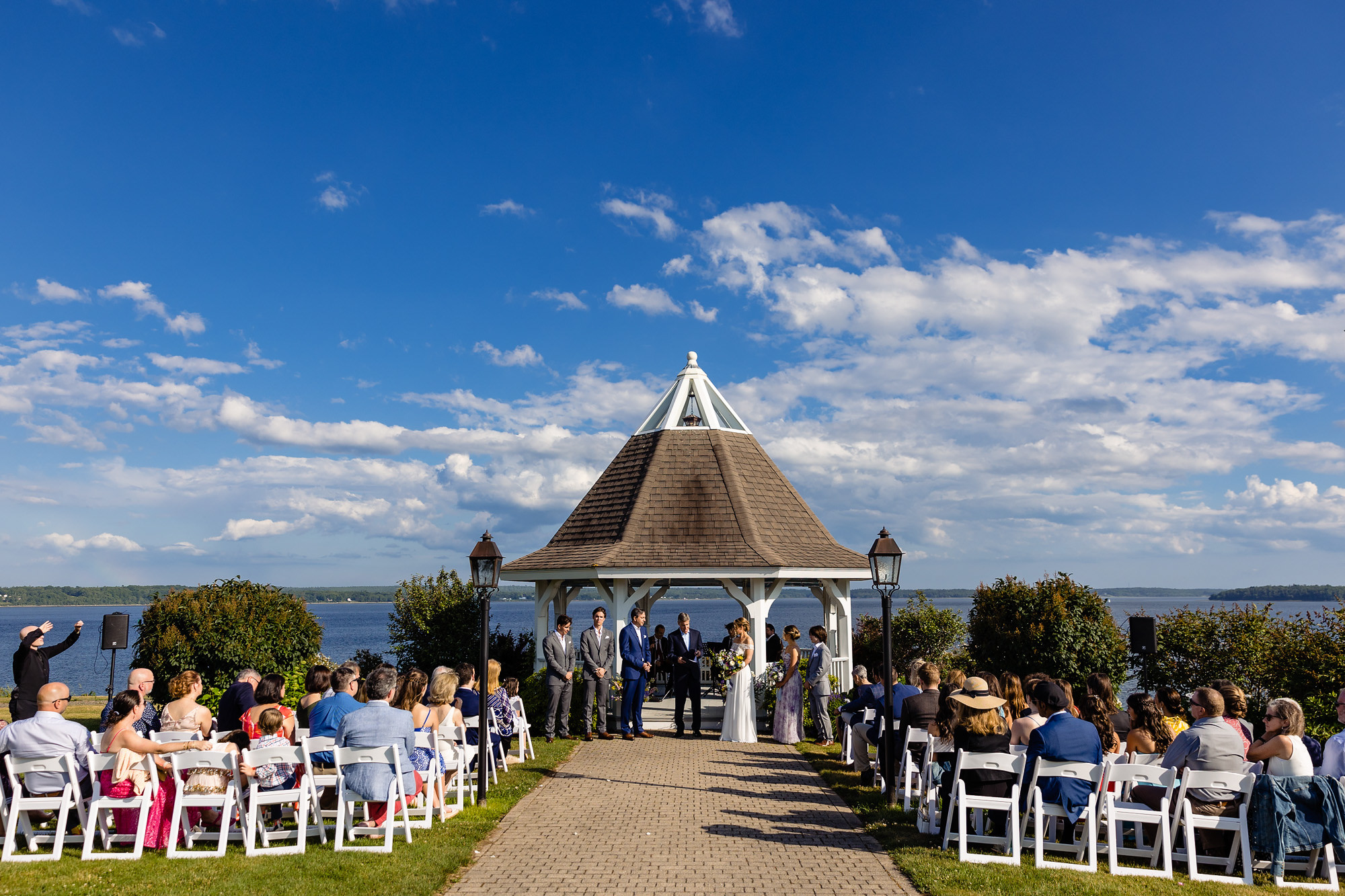 A wedding ceremony at a private estate in Maine