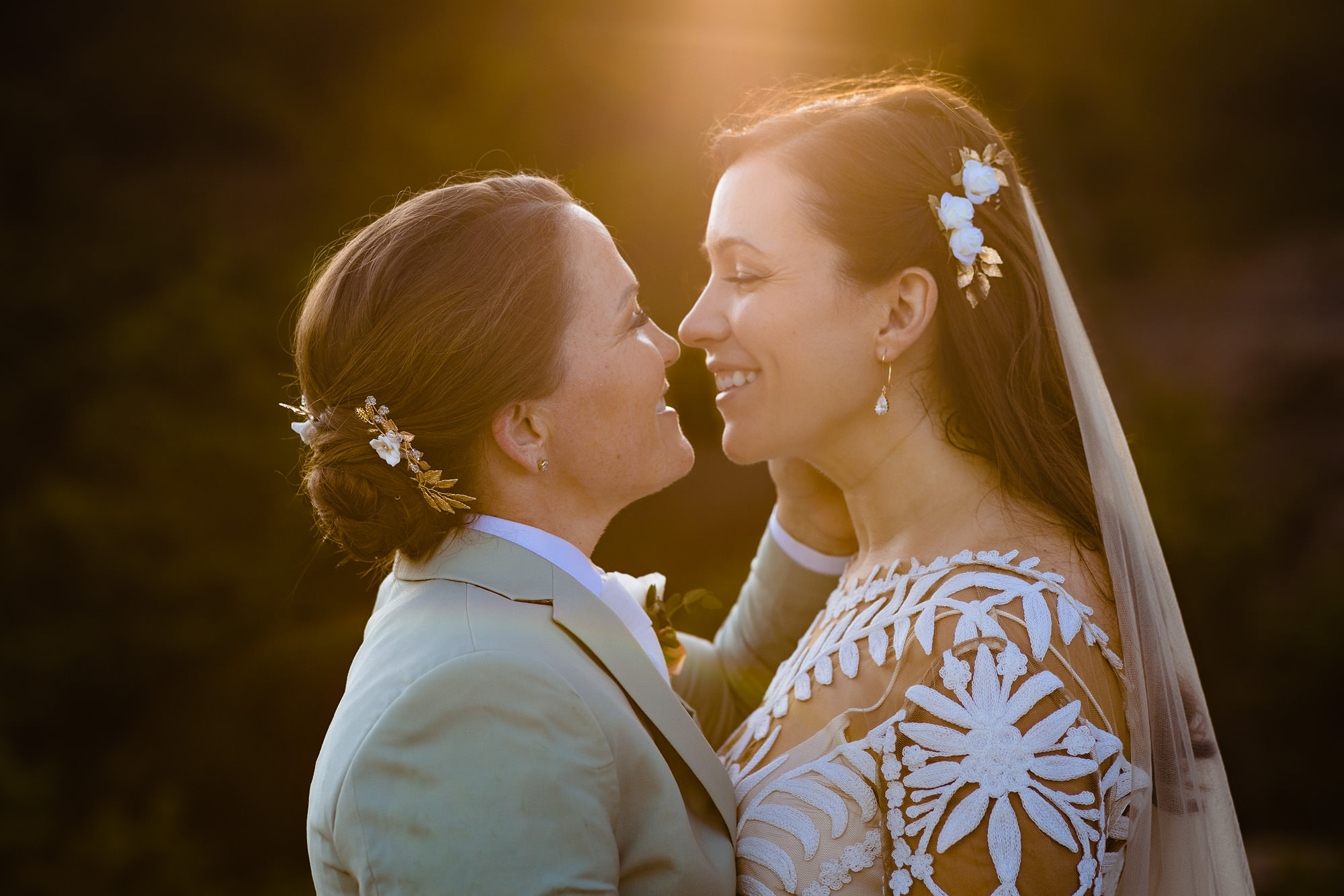 Golden hour LGBTQ Acadia wedding portraits