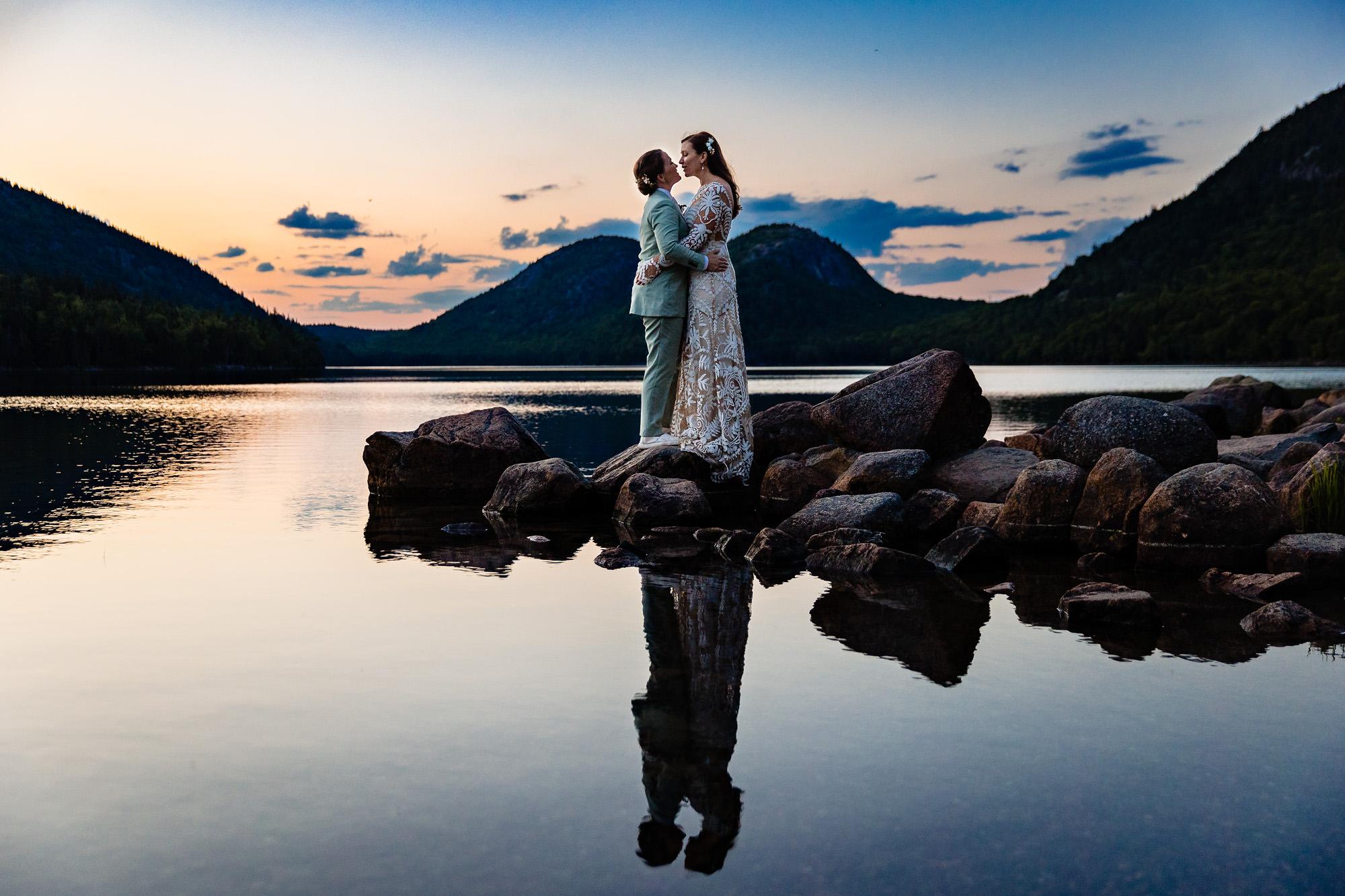 Wedding portraits at Jordan Pond in Acadia National Park