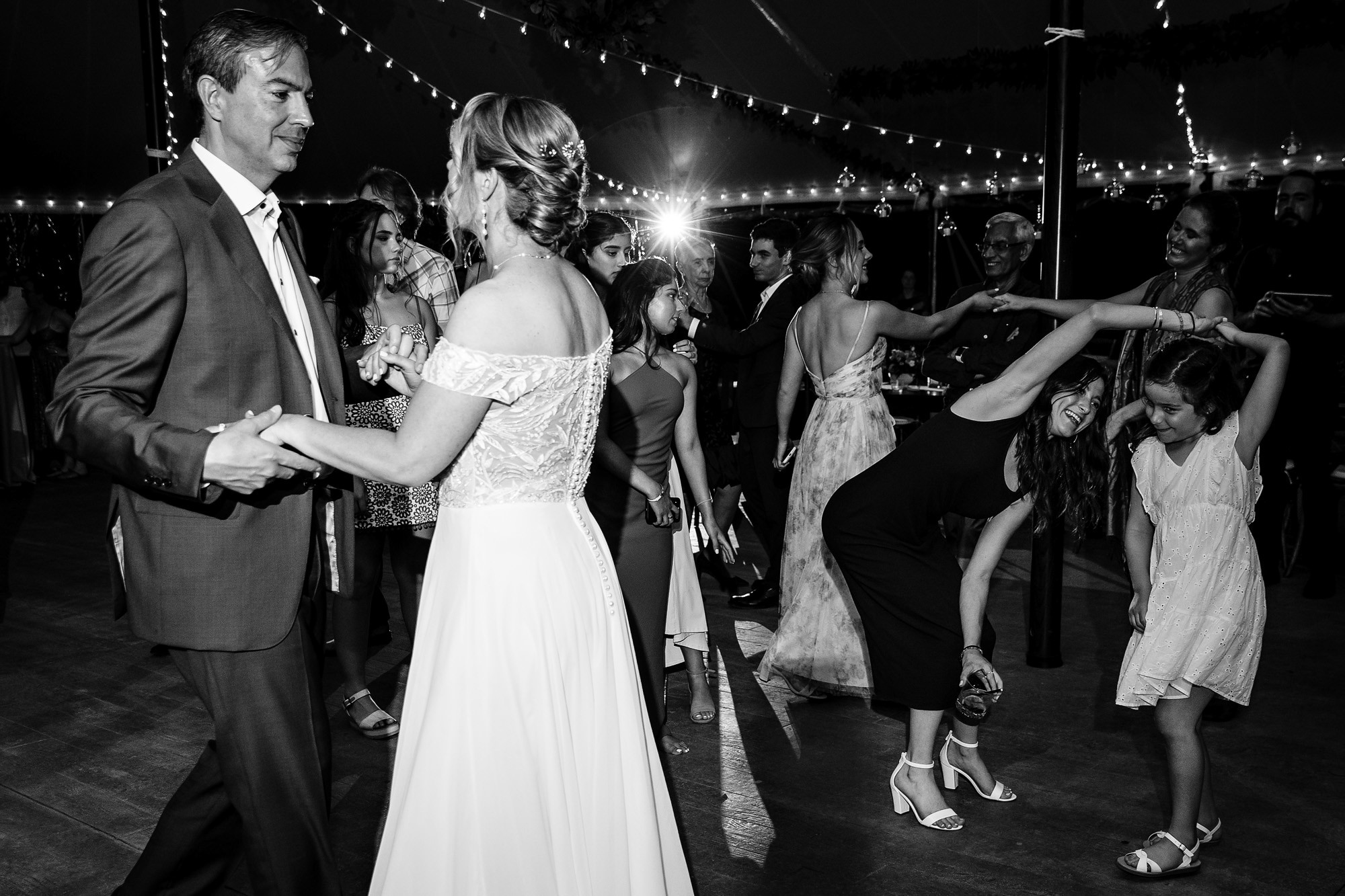 A fun dance floor at a wedding in Stockton Springs, Maine