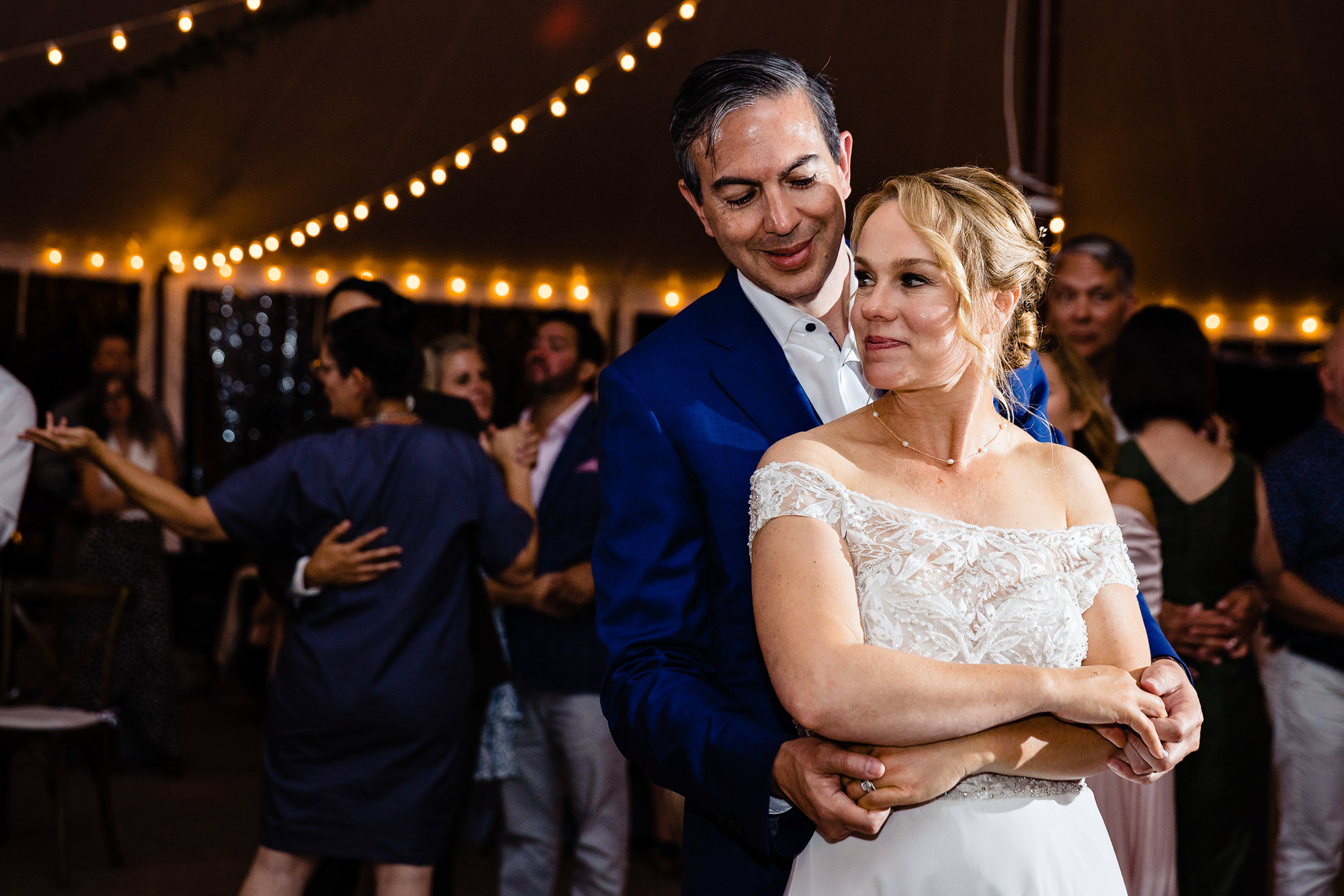 A fun dance floor at a wedding in Stockton Springs, Maine