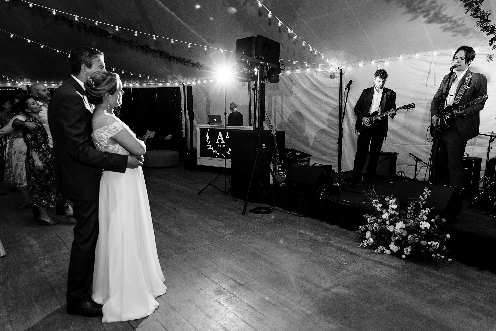 A fun dance floor at a wedding in Stockton Springs, Maine