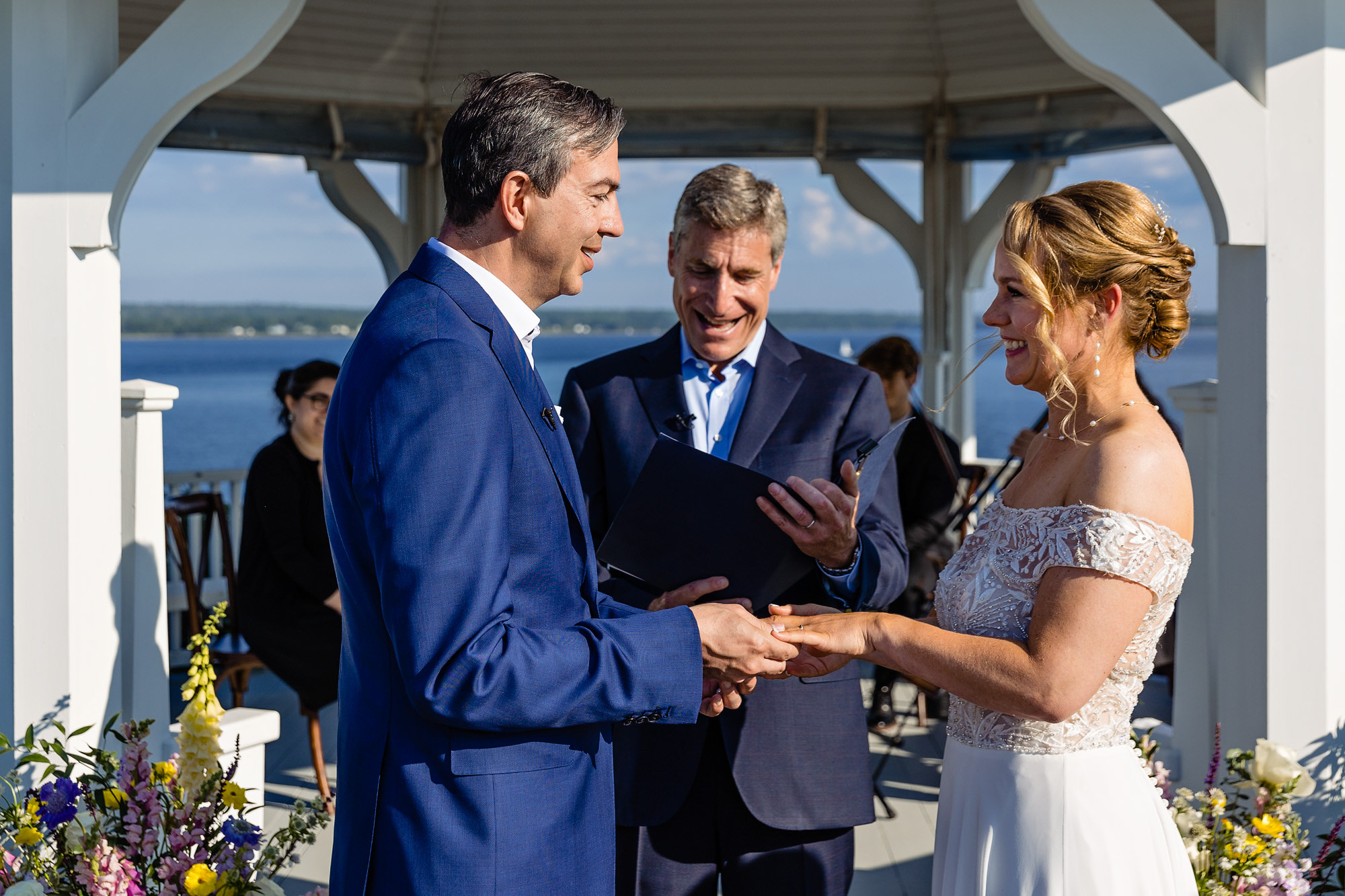 A wedding ceremony at a private estate in Maine