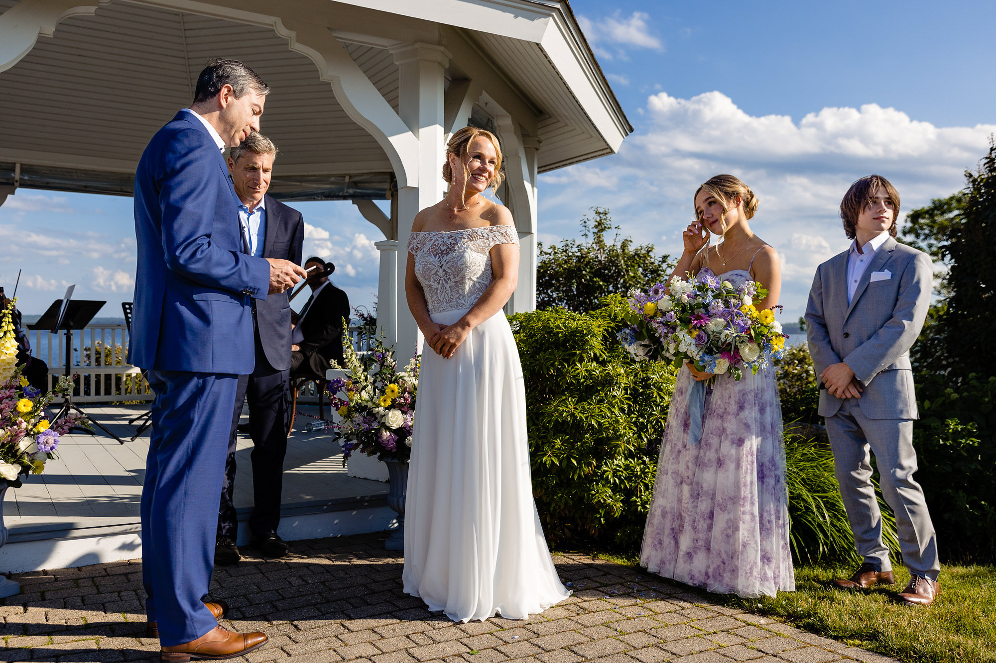 A wedding ceremony at a private estate in Maine