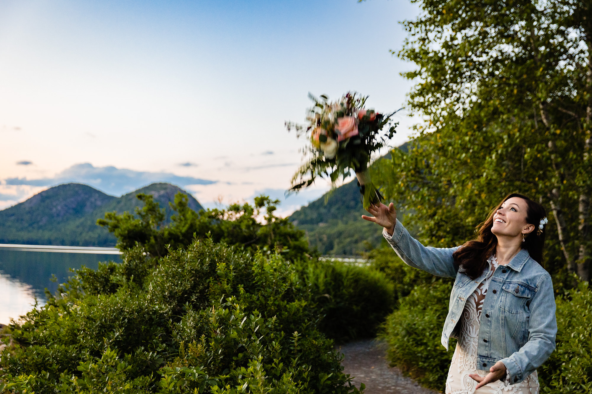 Wedding portraits at Jordan Pond in Acadia National Park