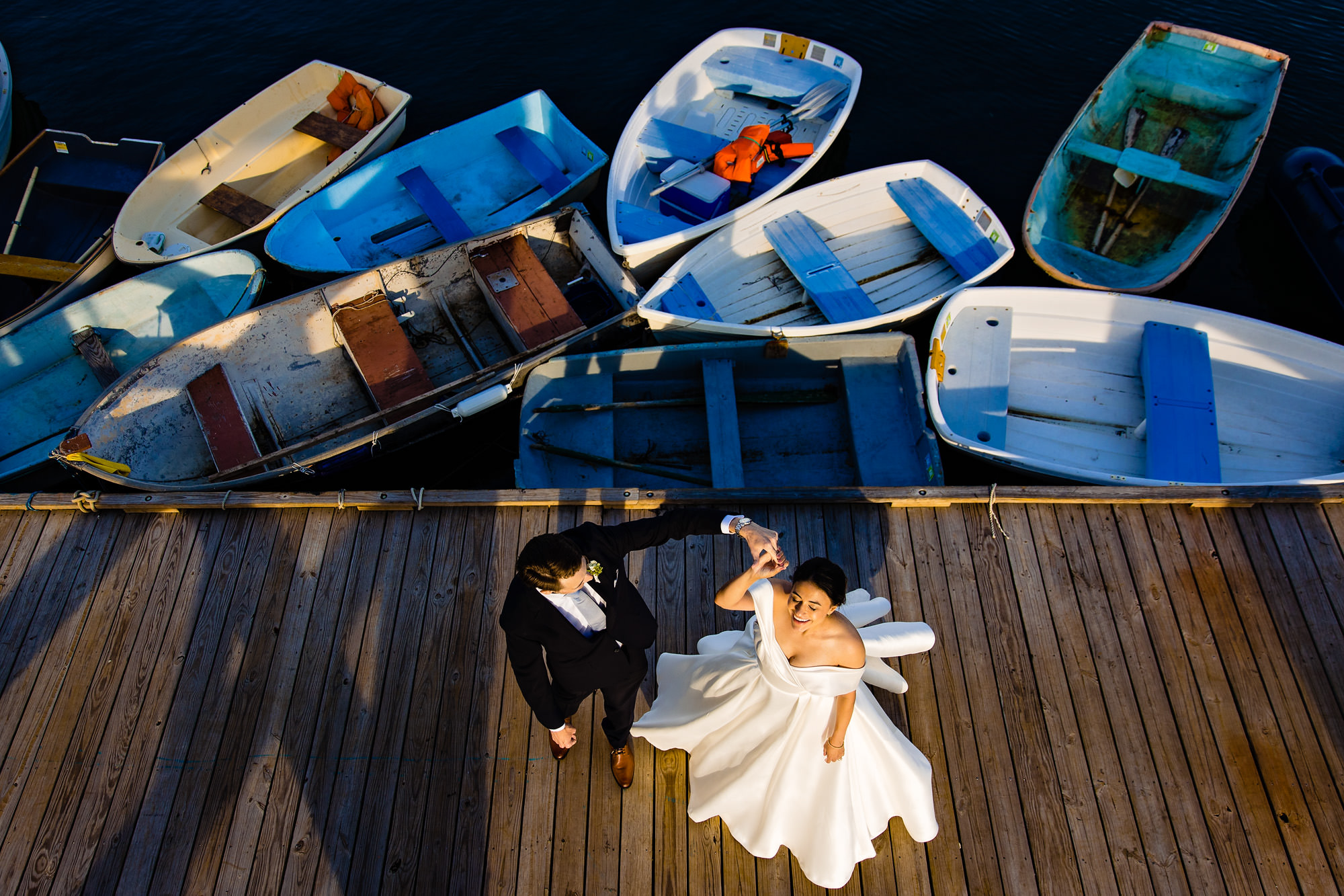 A beautiful wedding portrait taken at Pepperrell Cove in Kittery Point, Maine