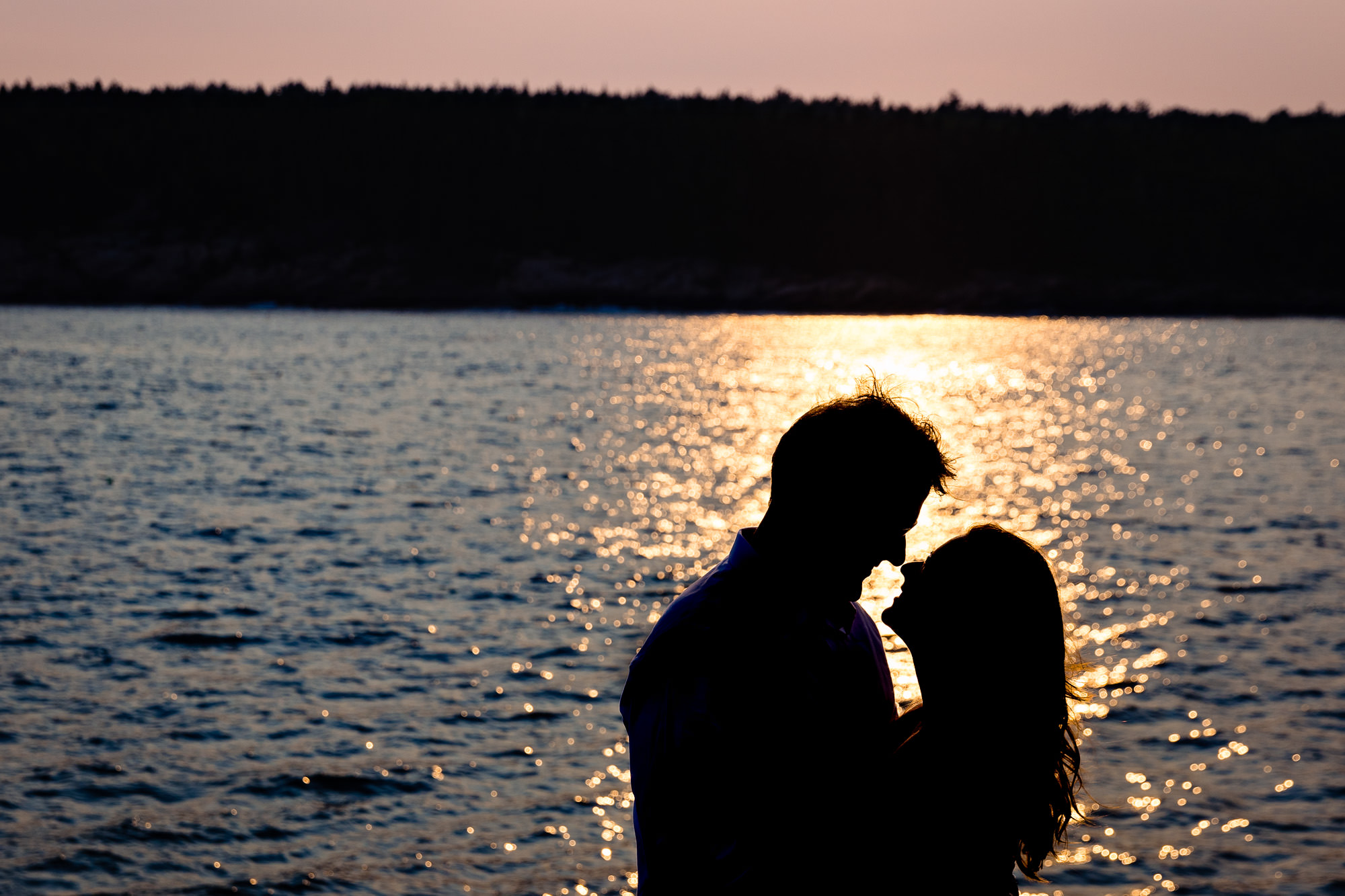 A unique sunset portrait on the cliffs in Acadia National Park