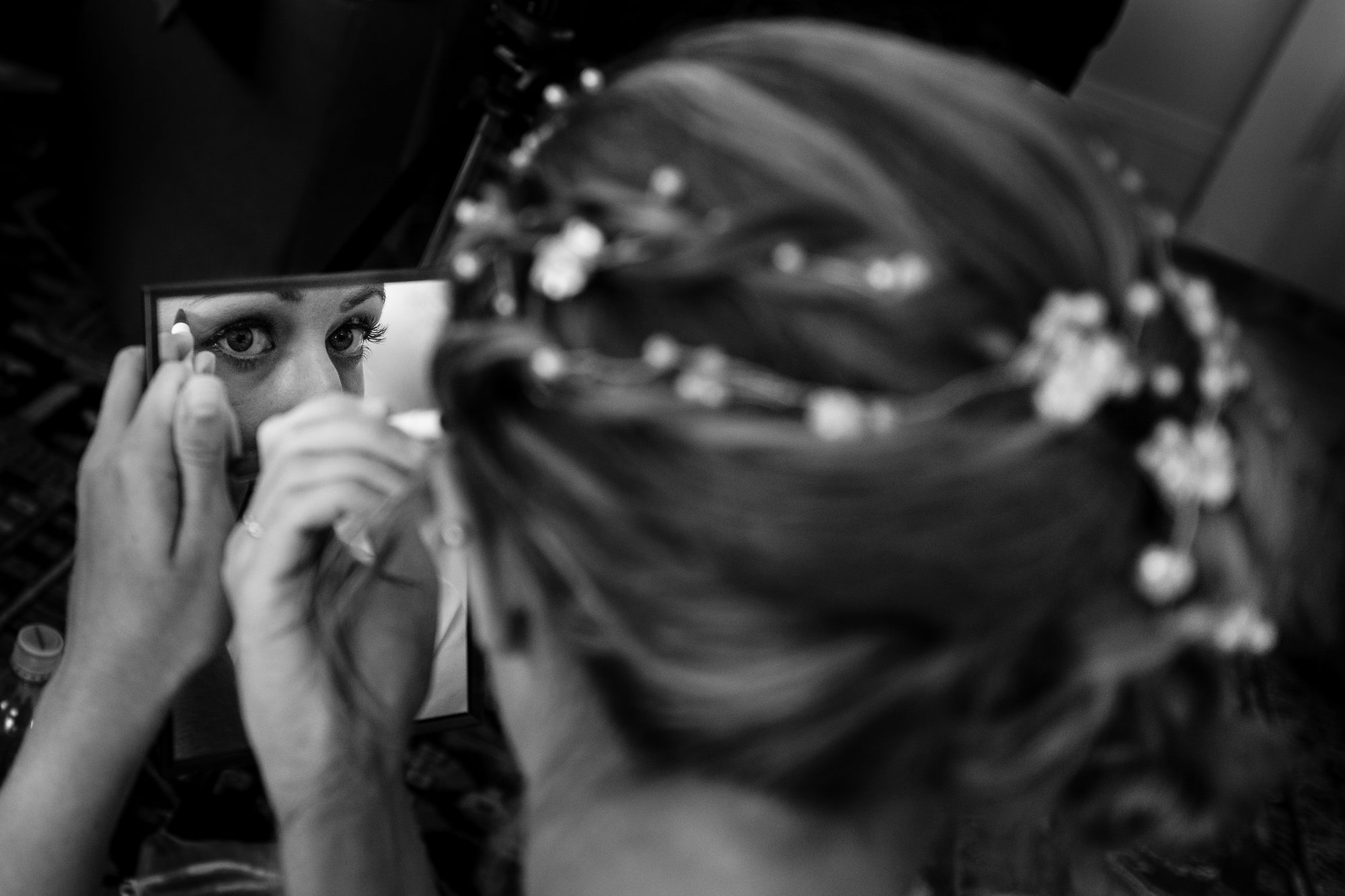 A bride gets ready for her wedding on Swans Island, Maine