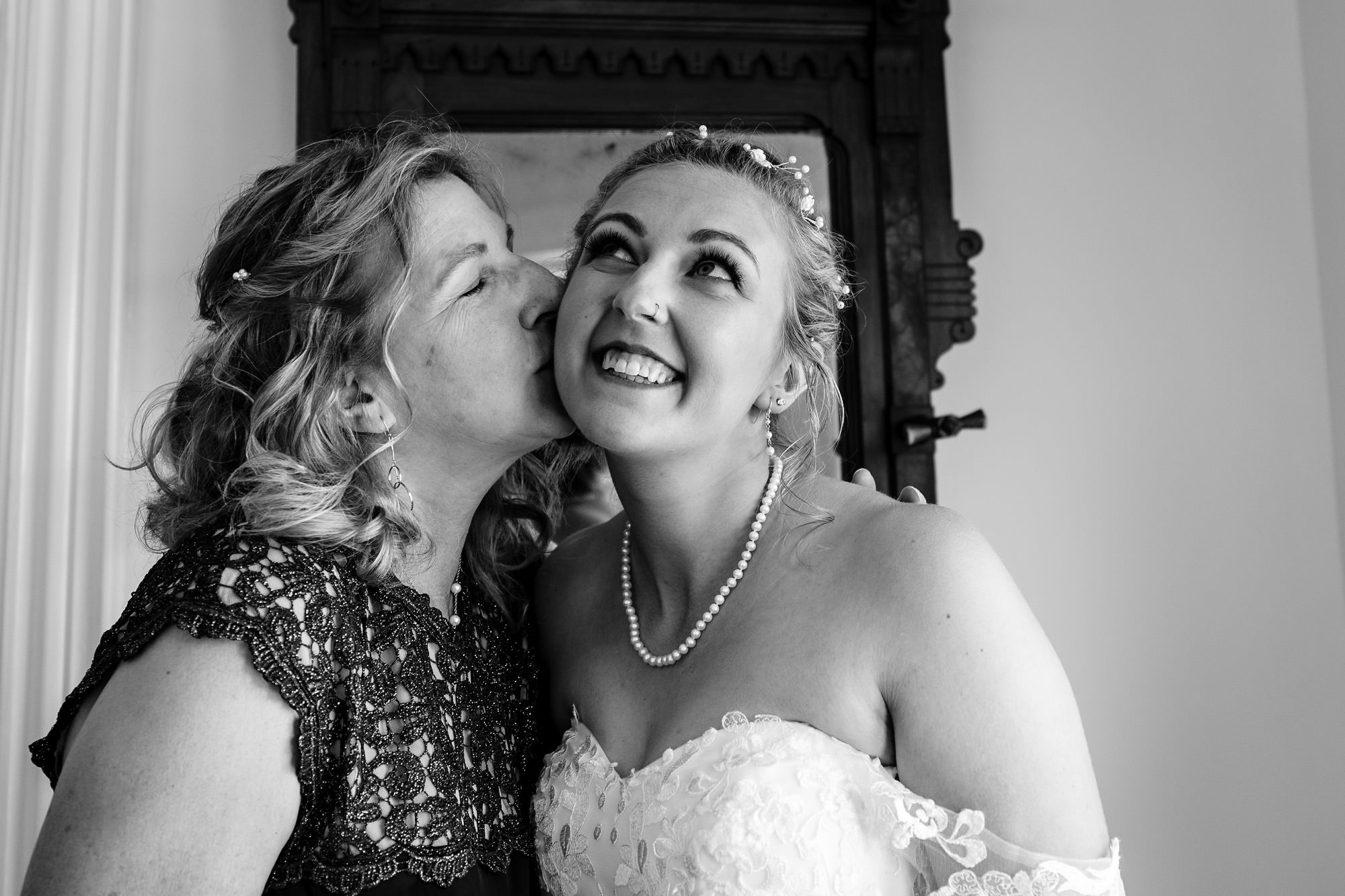 A bride gets ready for her wedding on Swans Island, Maine