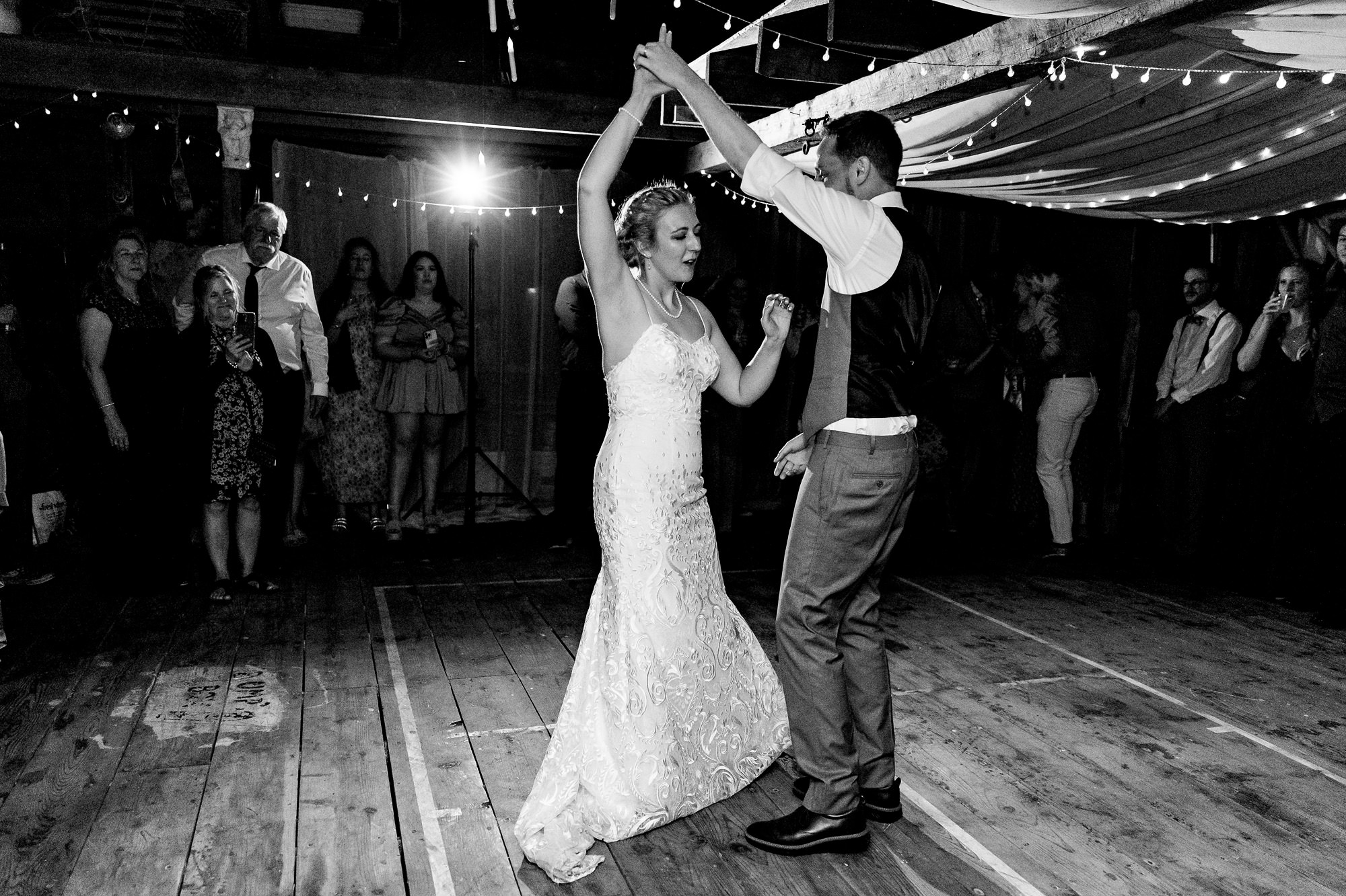 A barn wedding reception on Swan's Island, Maine