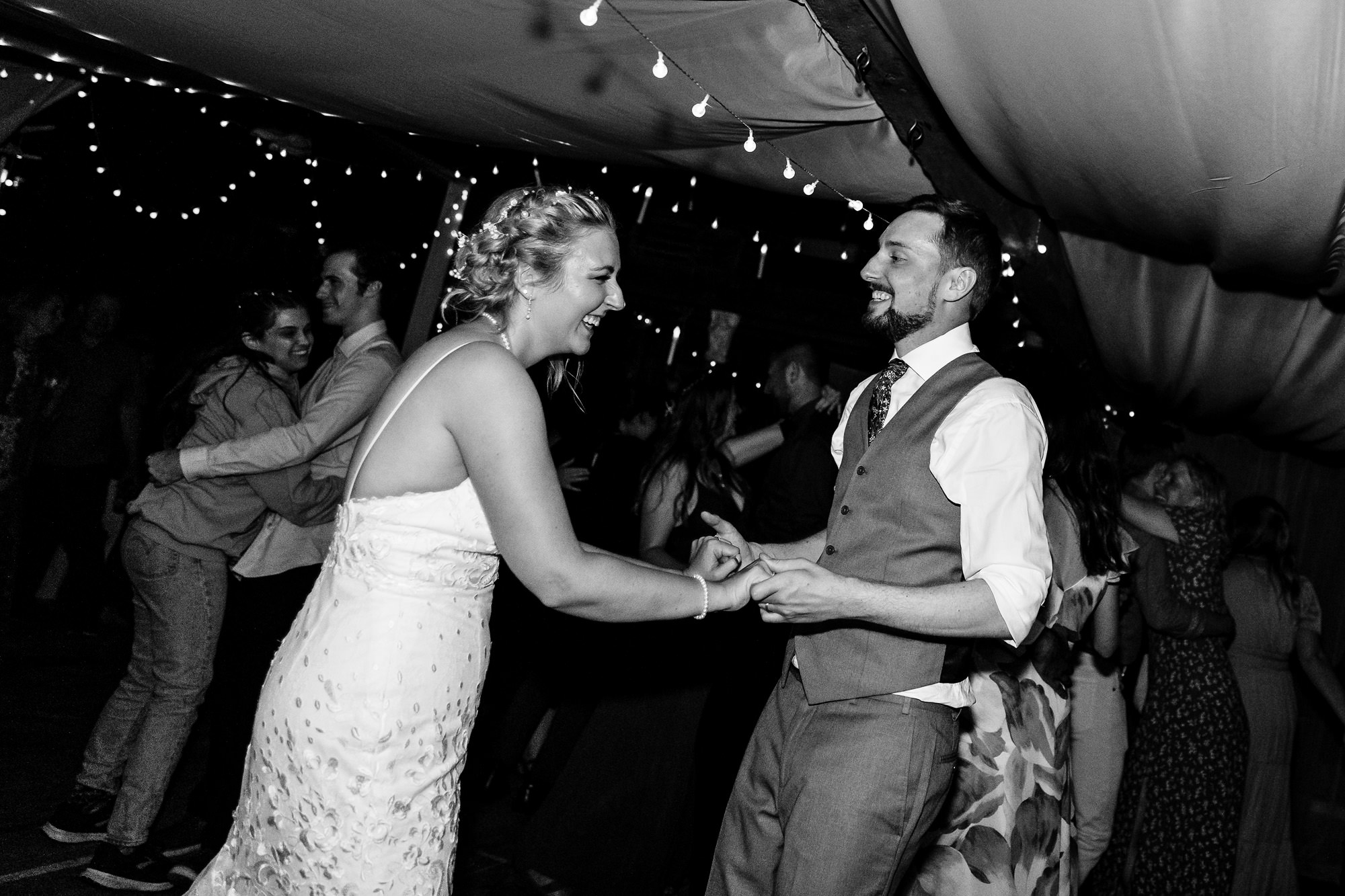 A barn wedding reception on Swan's Island, Maine