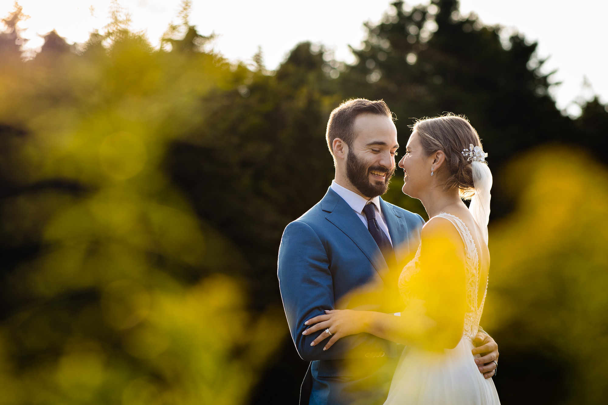 Stunning elopement portraits at a pond in Acadia National Park