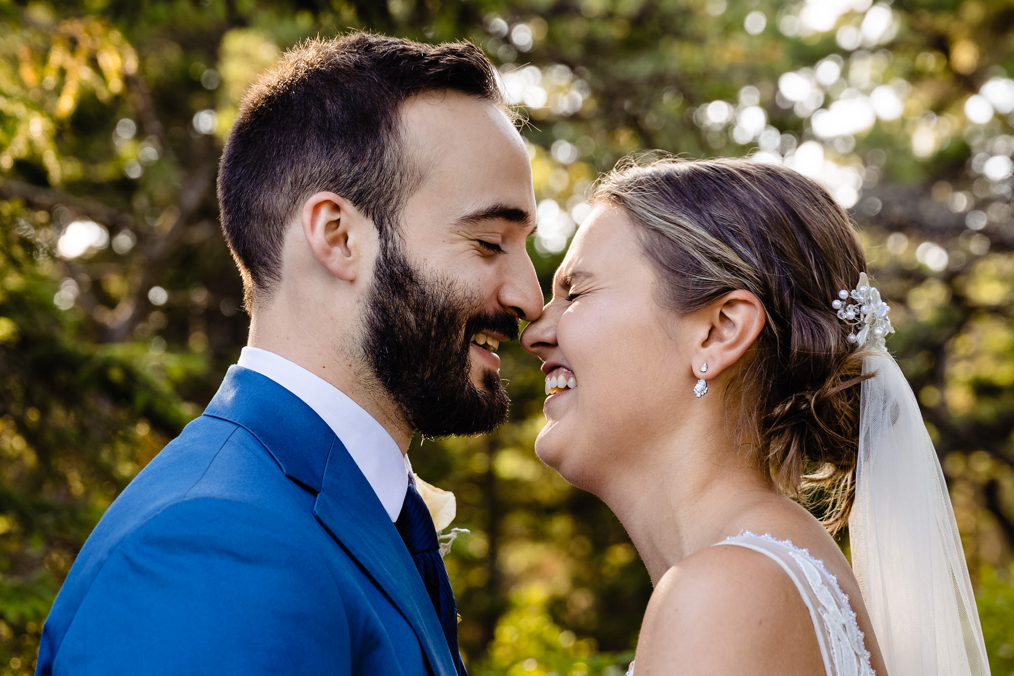 Stunning wedding portraits at a pond in Acadia National Park