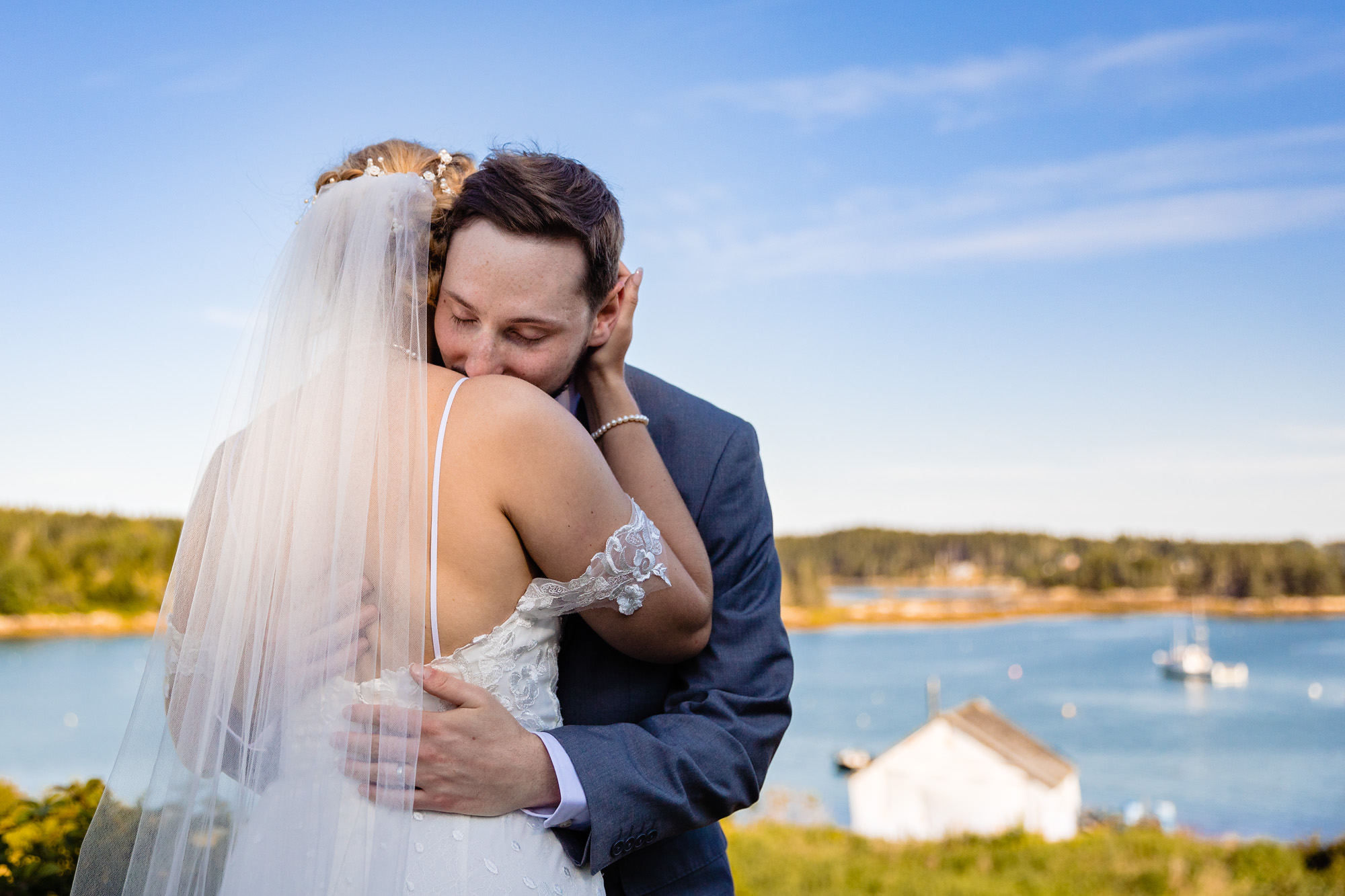 Wedding portraits taken at a private residence on Swan's Island, Maine