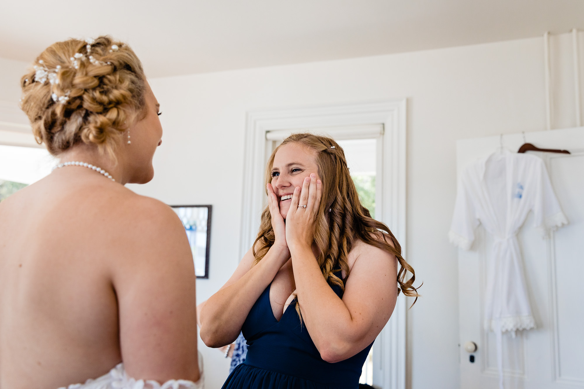 A bride gets ready for her wedding on Swans Island, Maine