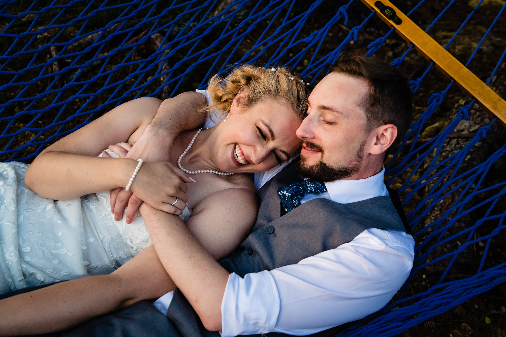 Sunset portraits at a wedding on Swan's Island, Maine