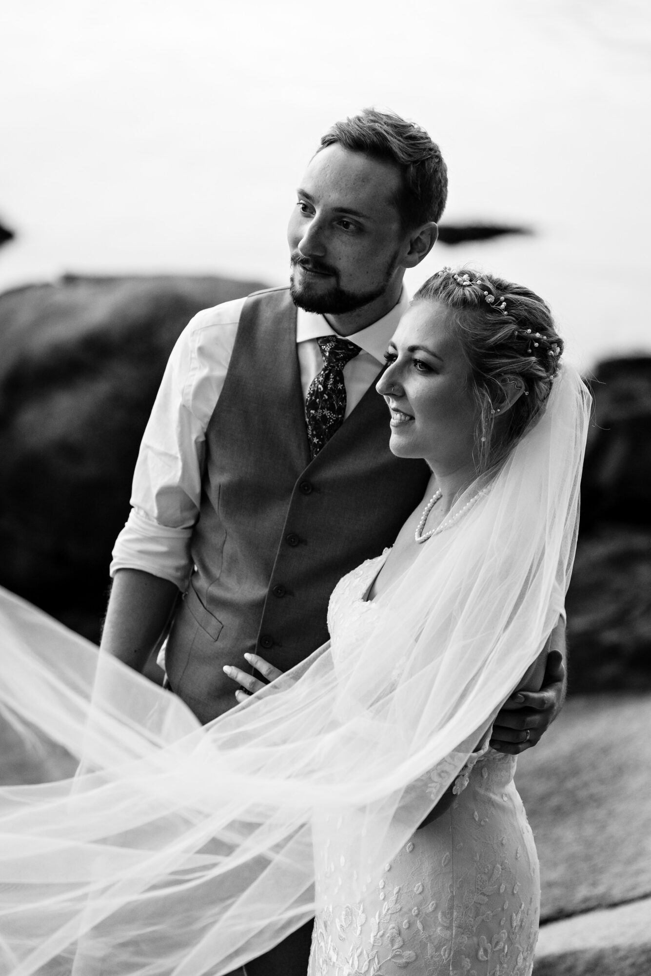 Sunset portraits at a wedding on Swan's Island, Maine