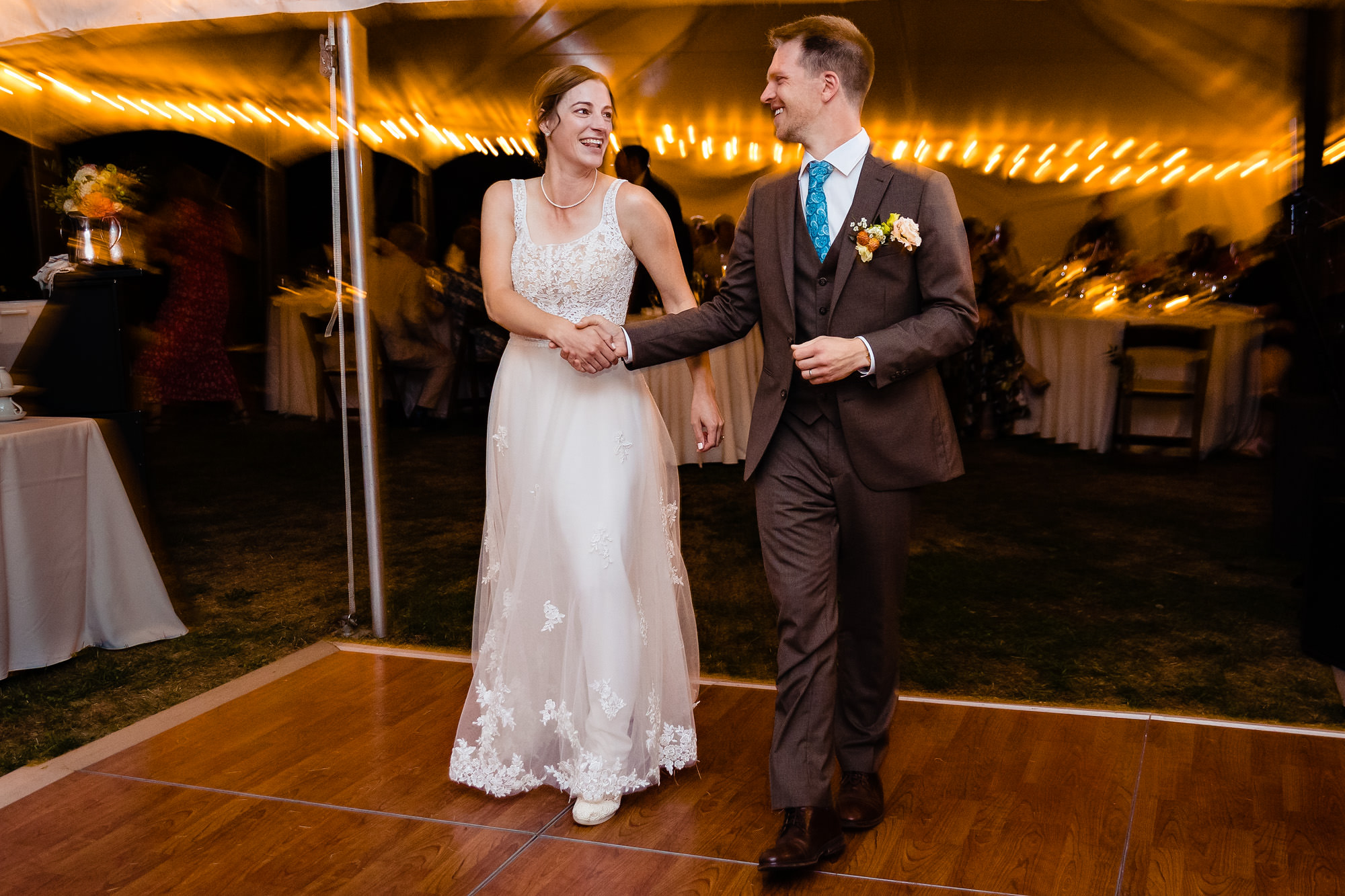 An energetic dance floor at a Grey Havens Inn Maine wedding
