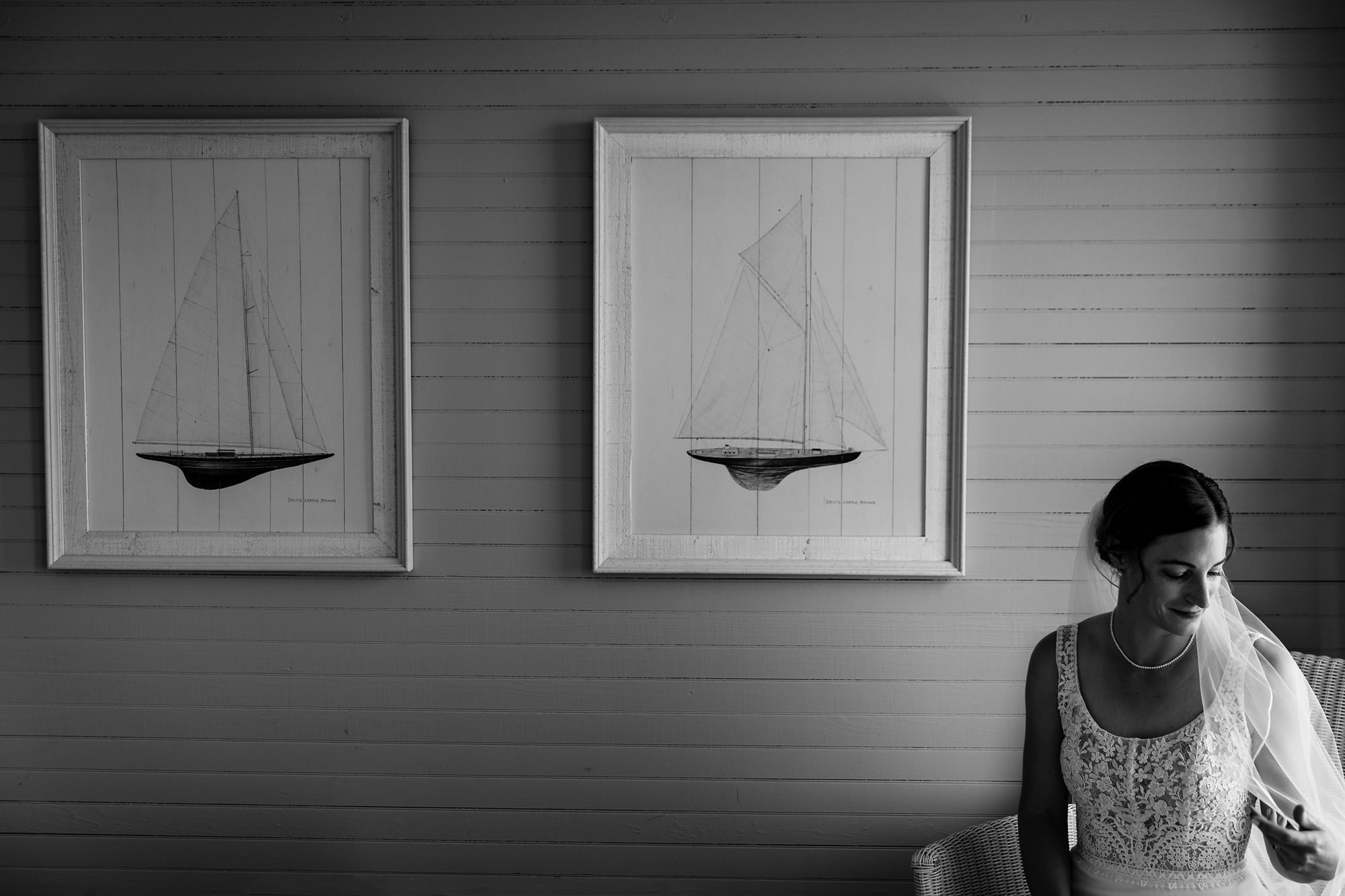 A bride gets dressed for his wedding in Georgetown Maine