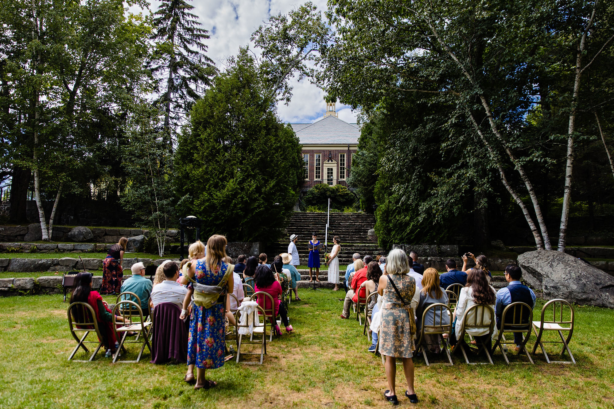 A wedding ceremony at the Camden Amphitheater in Maine