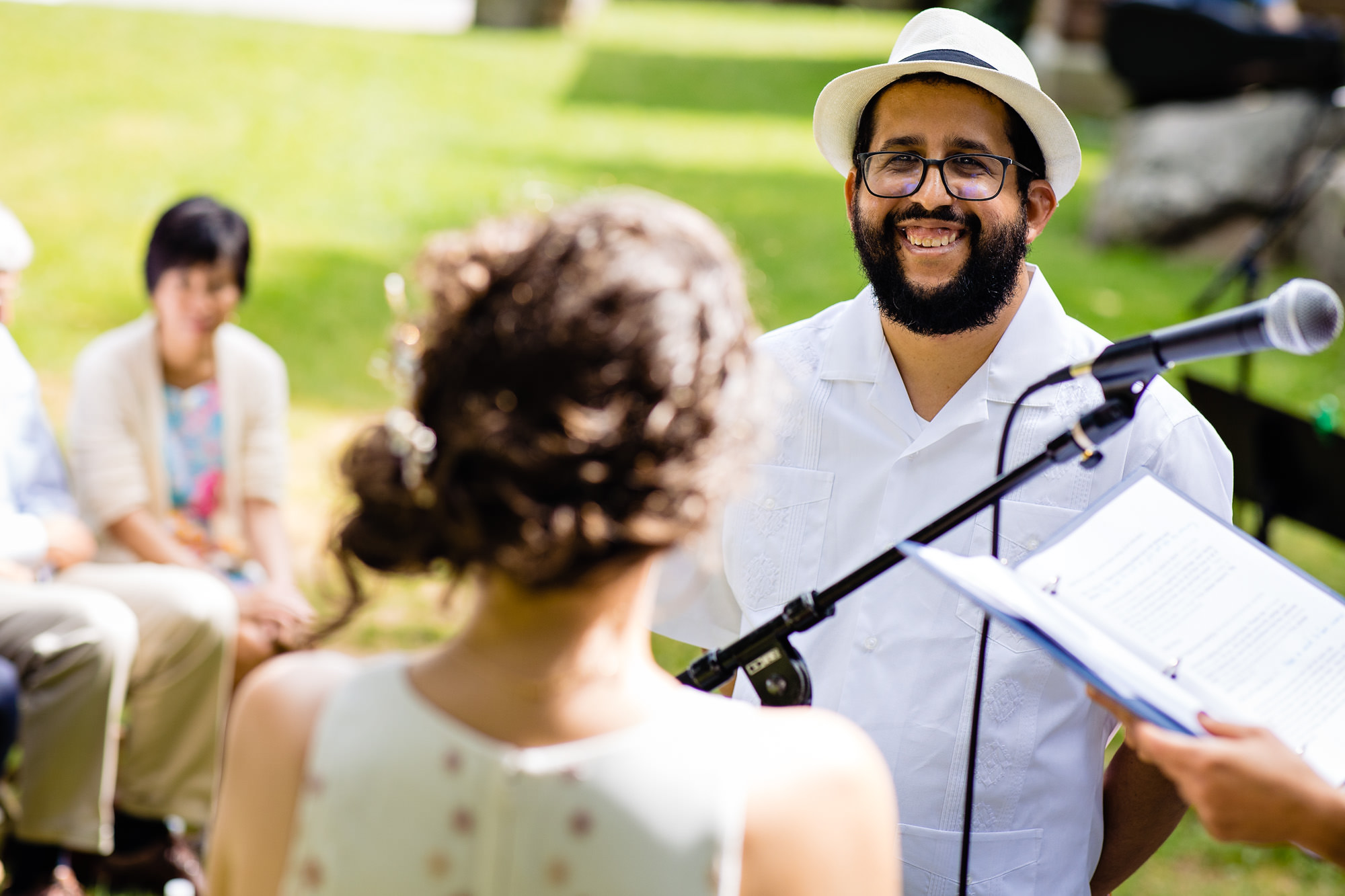 A wedding ceremony at the Camden Amphitheater in Maine