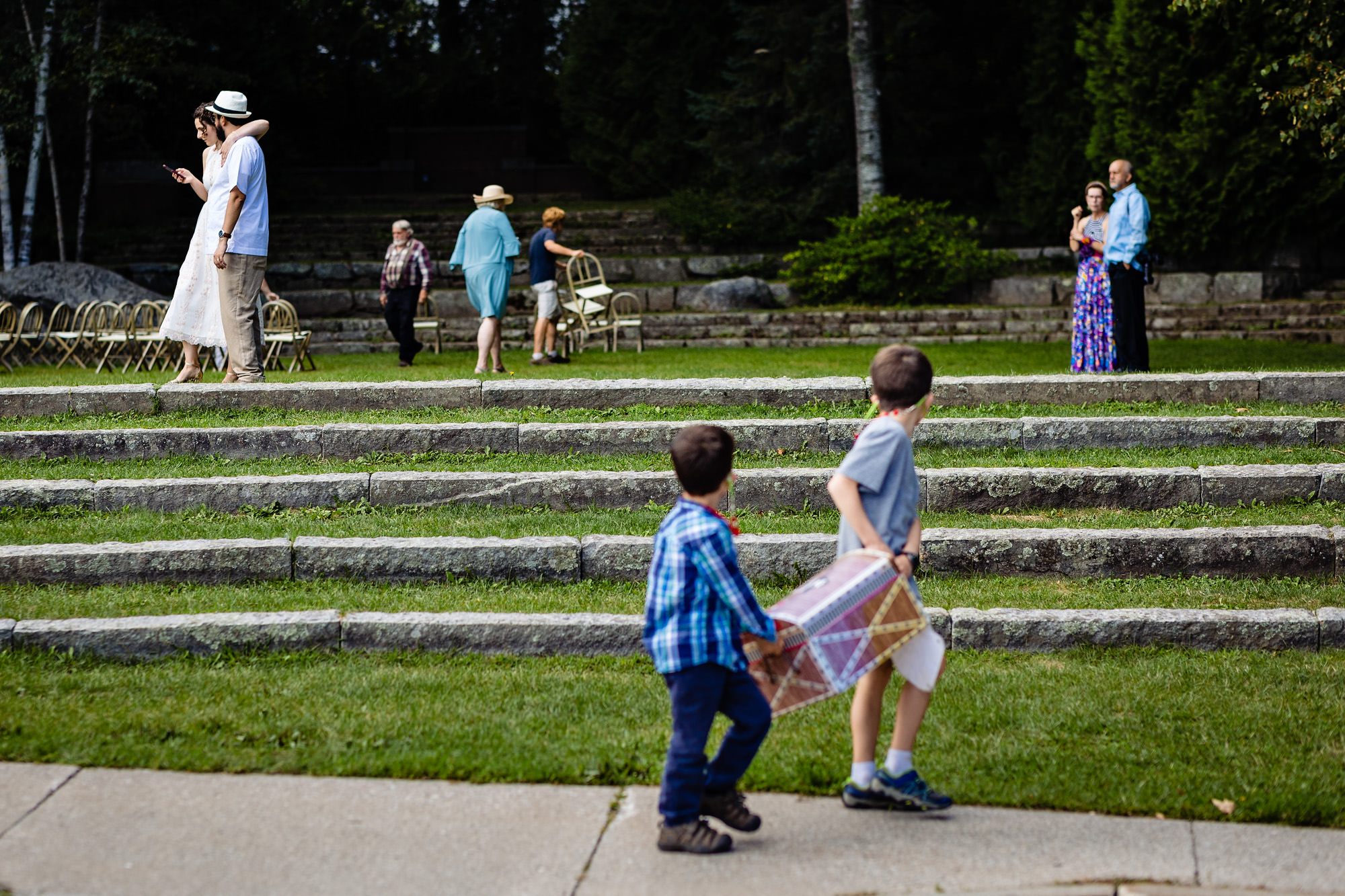 A wedding ceremony at the Camden Amphitheater in Maine