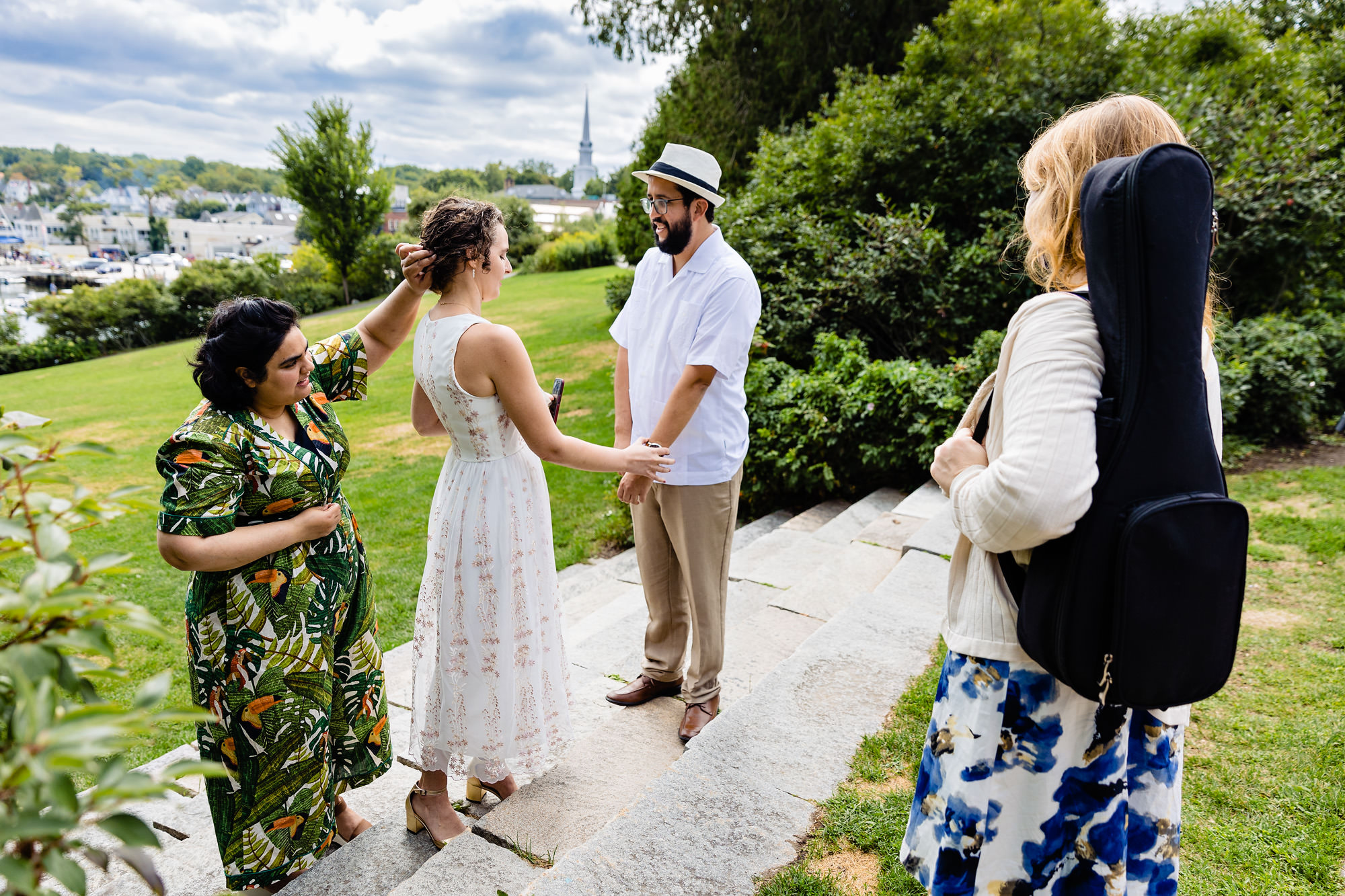 The bride gets ready for her Camden Amphitheater wedding in Maine