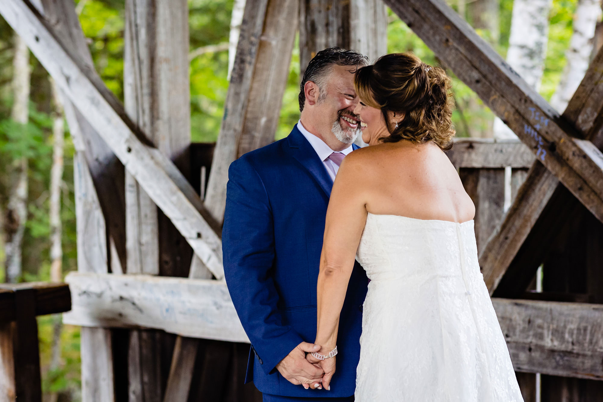 A first look at a covered bridge for a western Maine wedding