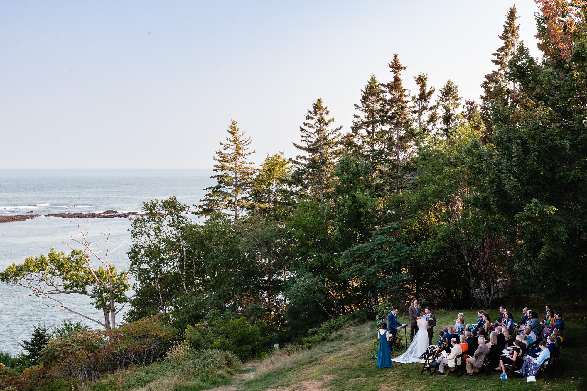 A wedding ceremony at Grey Havens Inn in Georgetown Maine