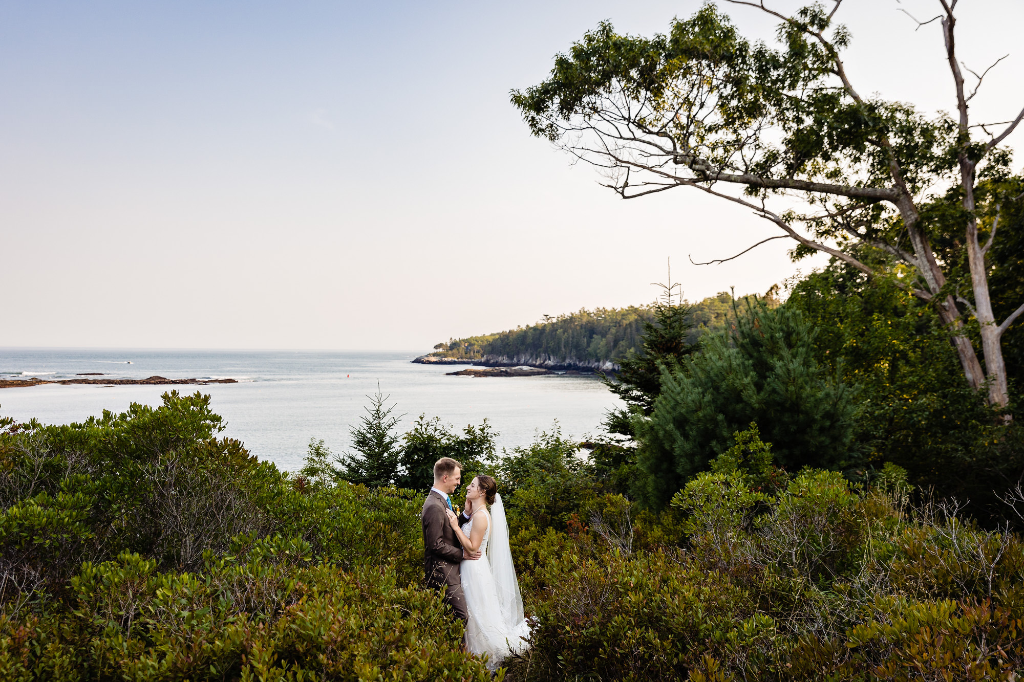 Wedding portraits taken in Georgetown Maine at Grey Havens Inn