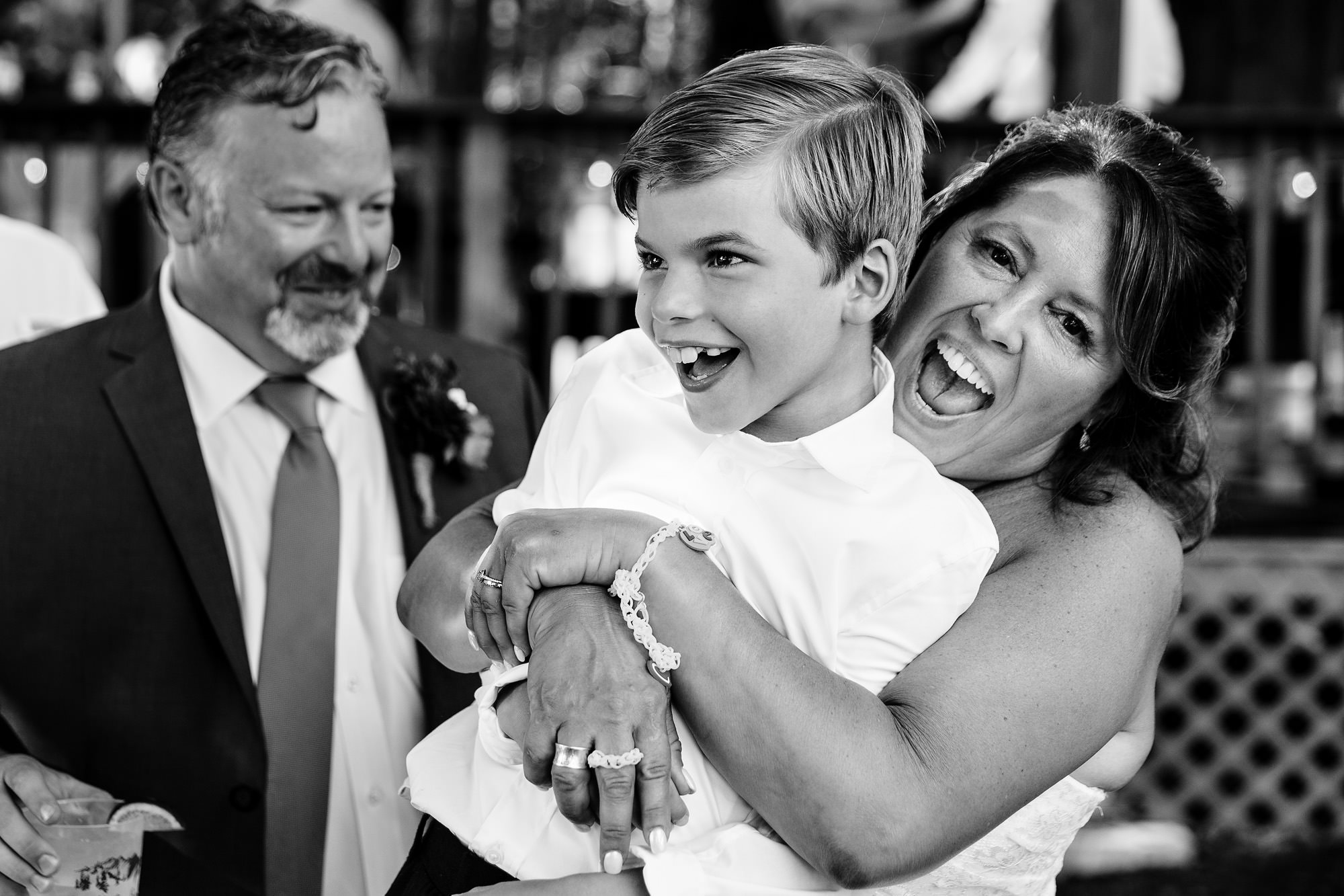 A fun cocktail hour at a mountain wedding in Maine