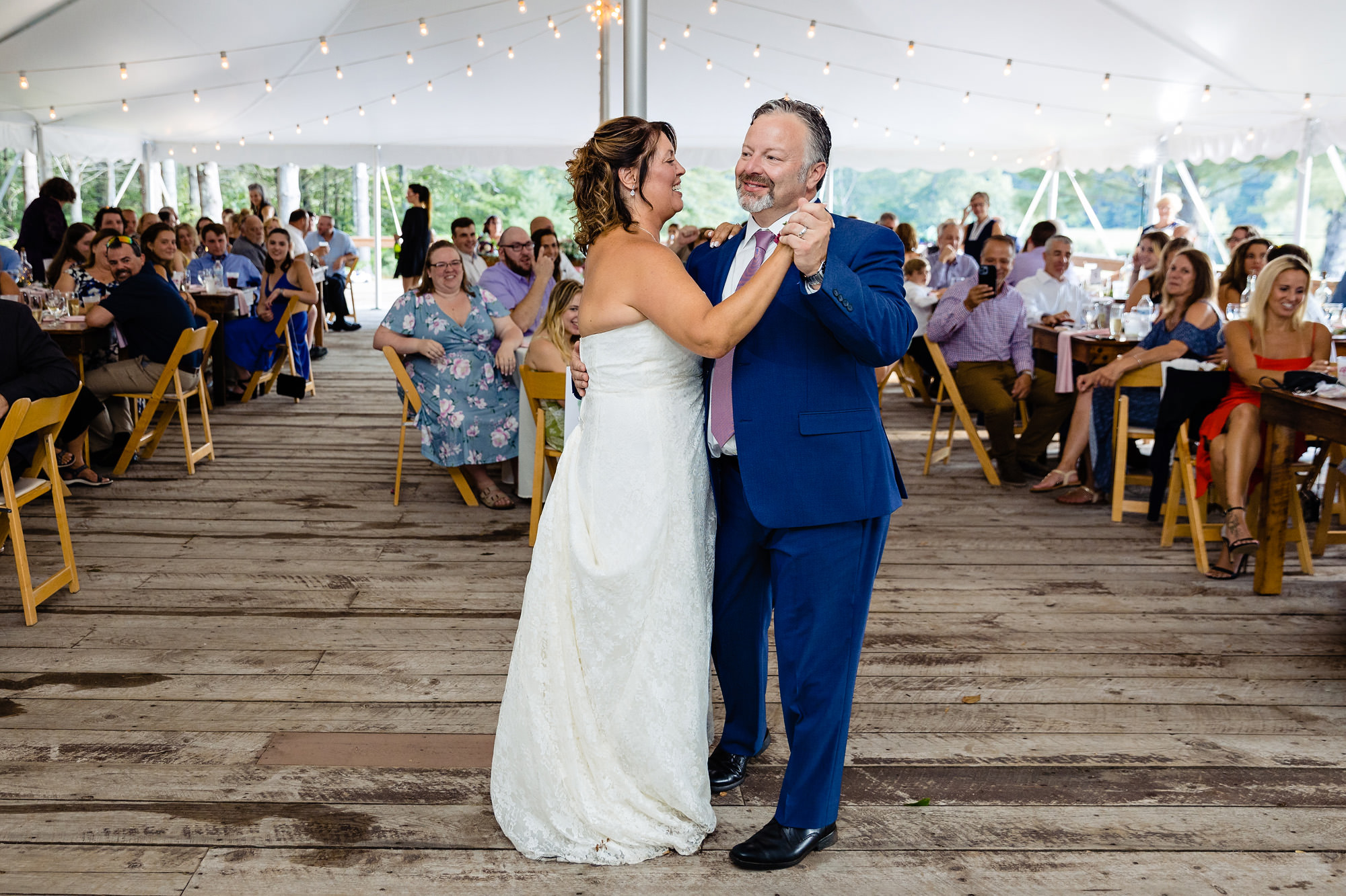 A first dance at a mountain wedding in Maine