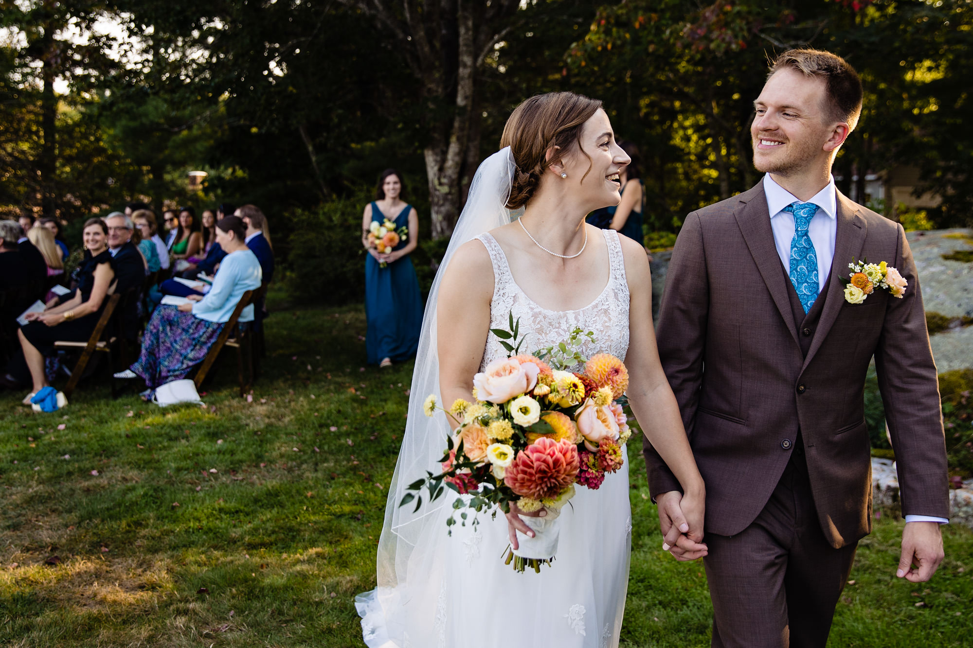 A wedding ceremony at Grey Havens Inn in Georgetown Maine