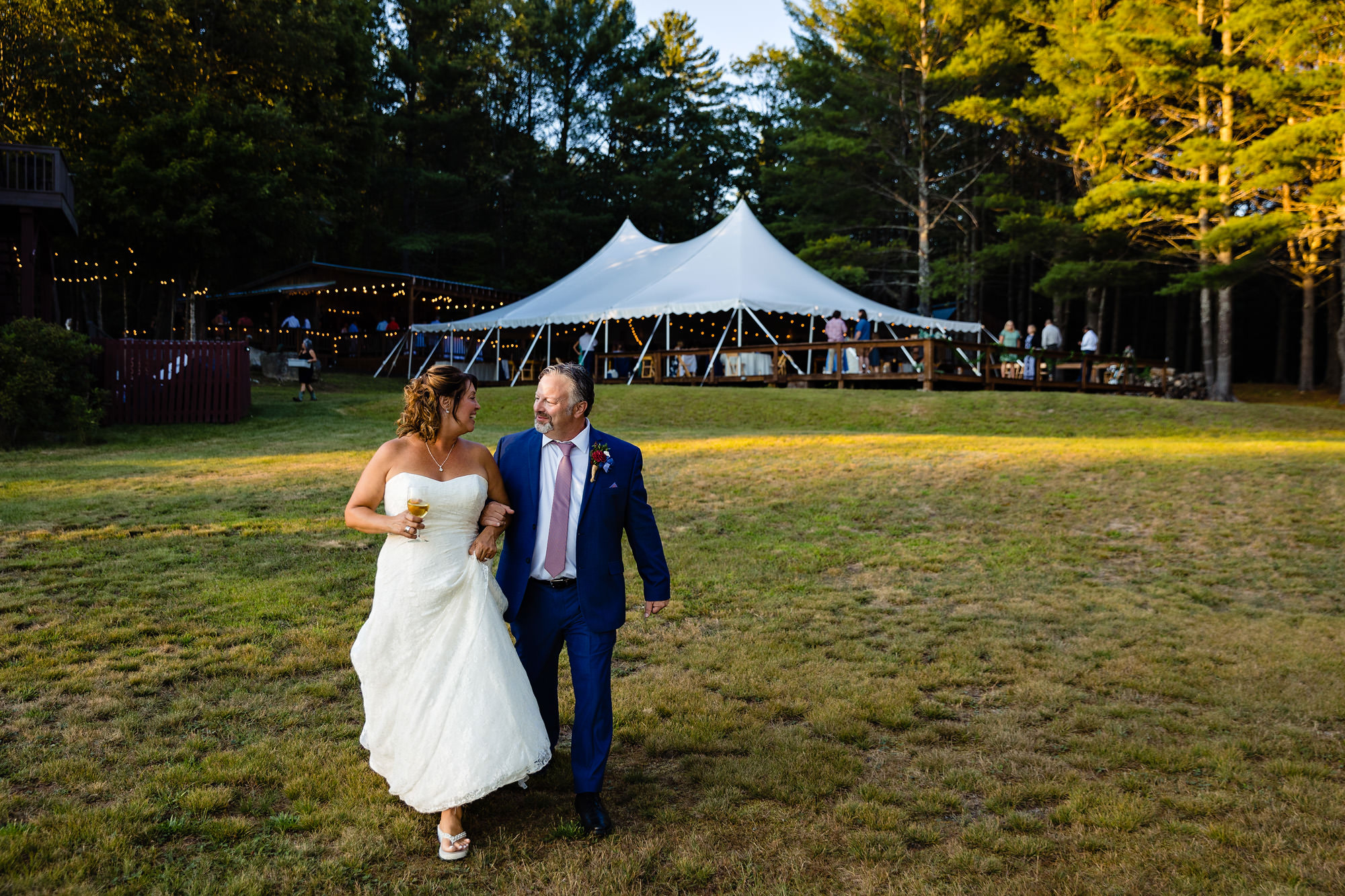 Sunset wedding portraits in the mountains in Western Maine