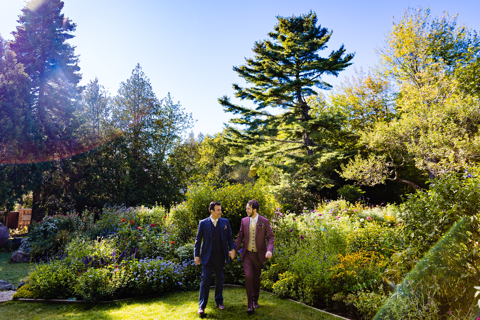 Wedding portraits taken at Thuya Garden on Mount Desert Island, Maine