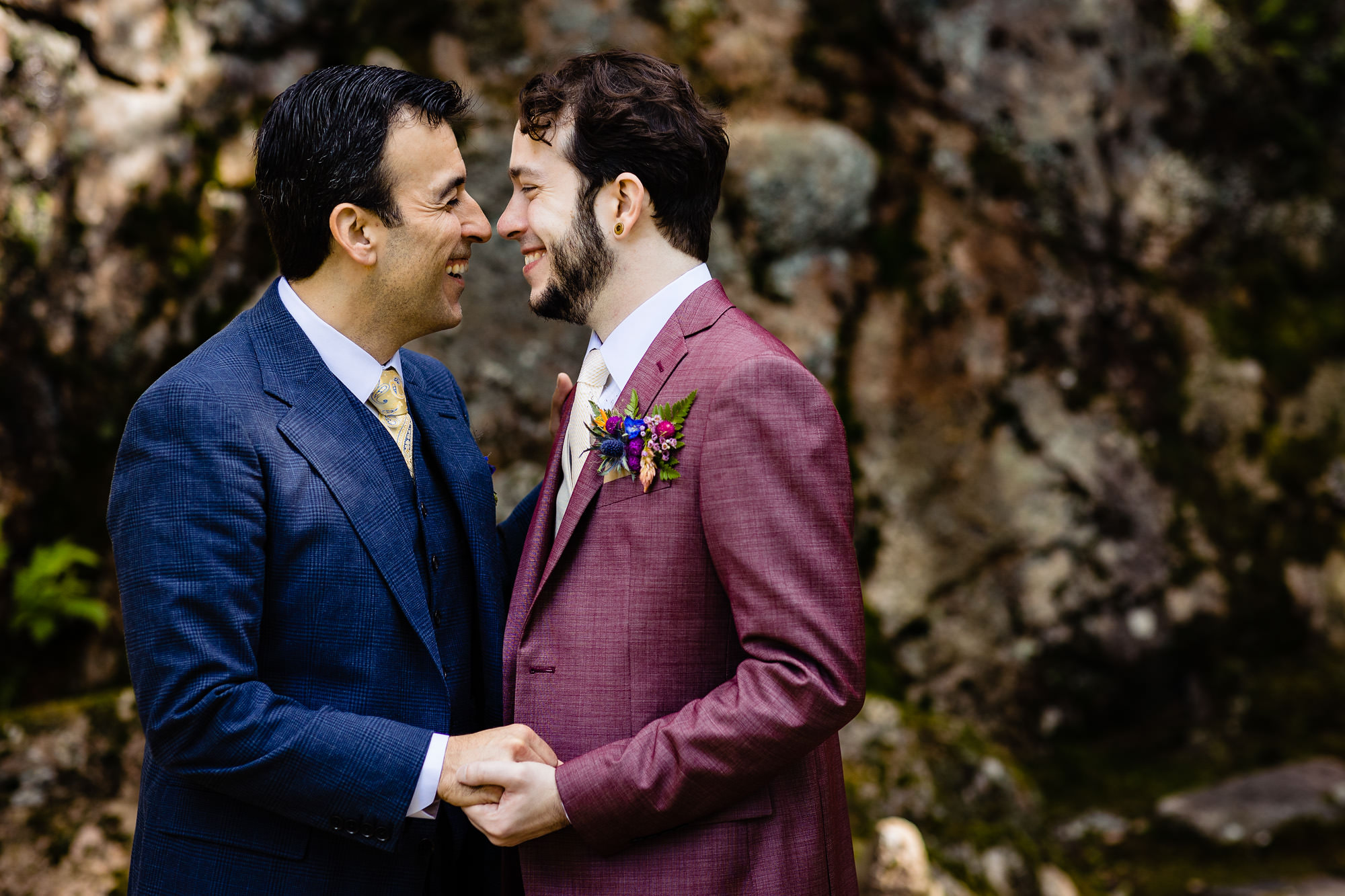 Wedding portraits taken at Thuya Garden on Mount Desert Island, Maine