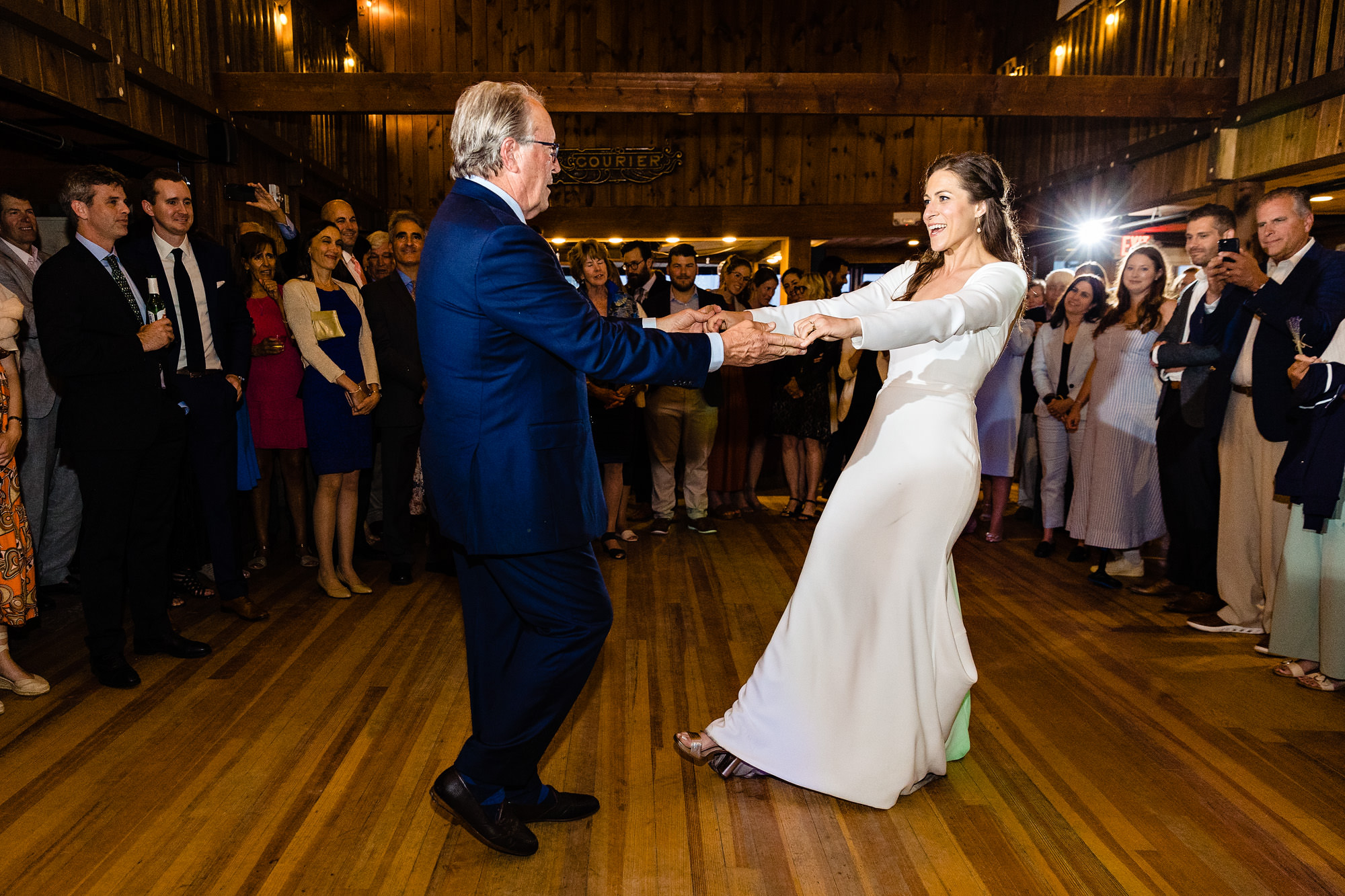 Formal dances at a wedding at Linekin Bay Resort in Maine