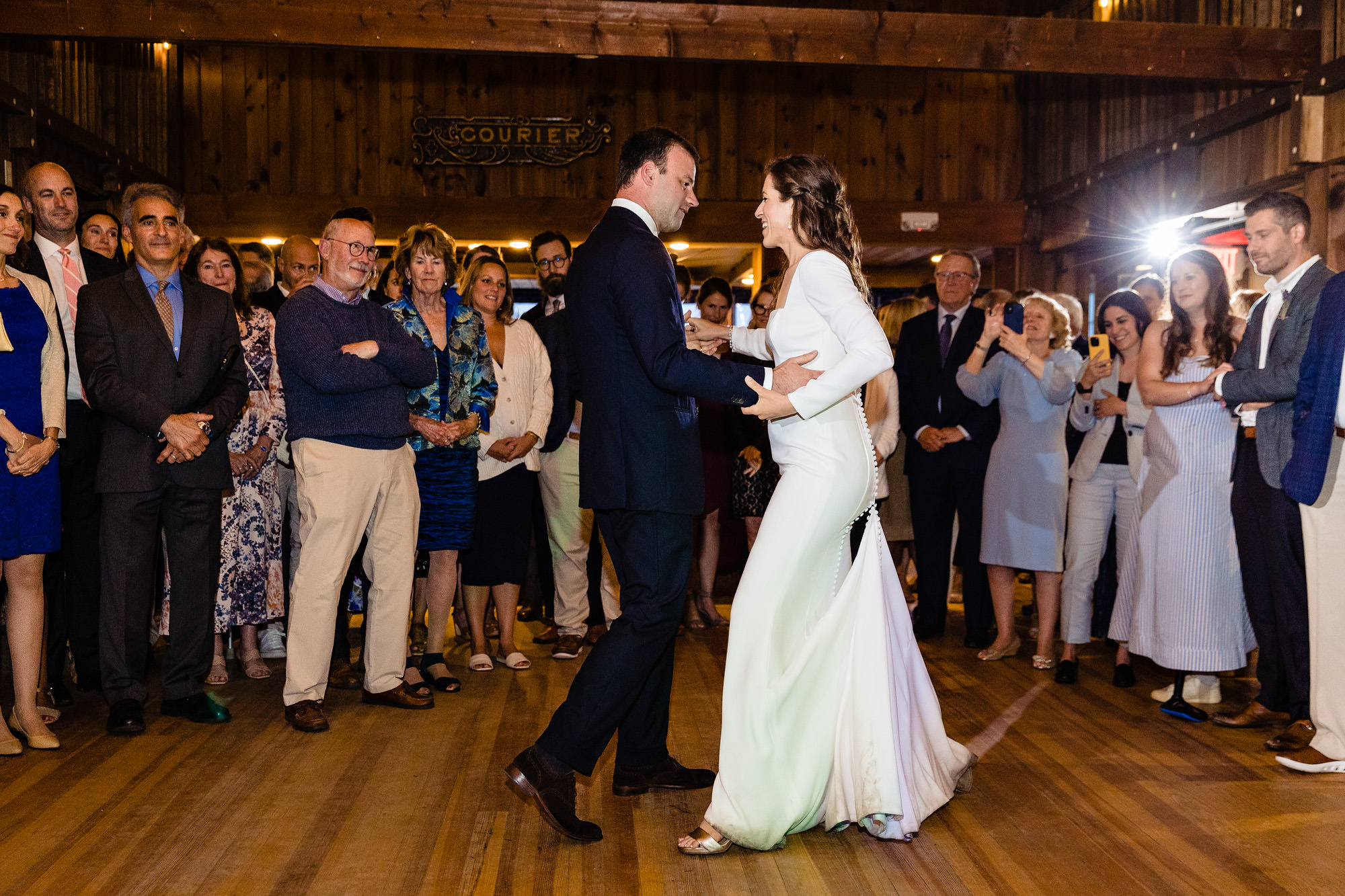 Formal dances at a wedding at Linekin Bay Resort in Maine