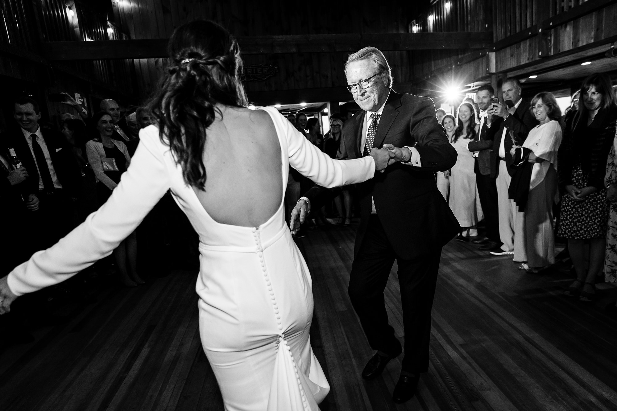 Formal dances at a wedding at Linekin Bay Resort in Maine