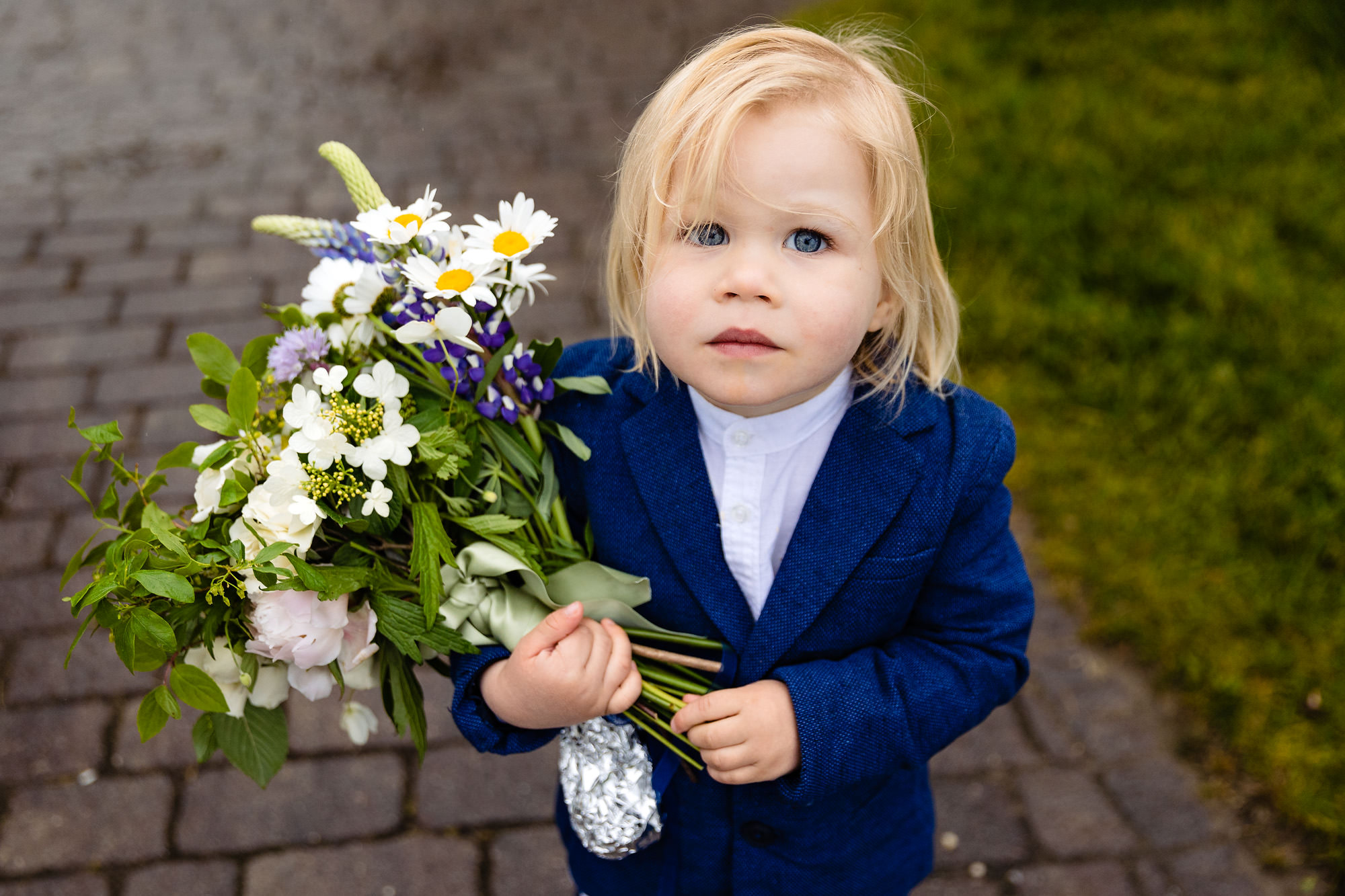 A flower child at a Maine wedding.