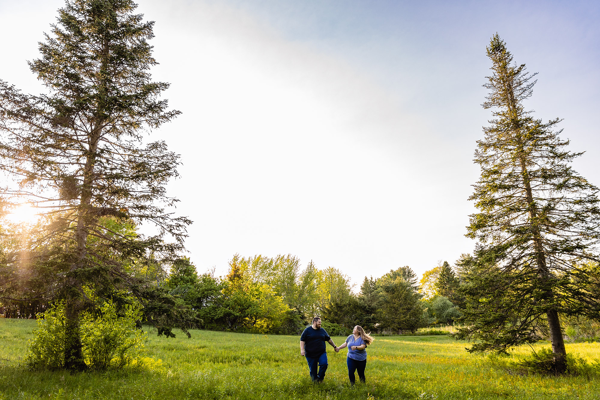 A landscape engagement portrait taken in Winterport, Maine