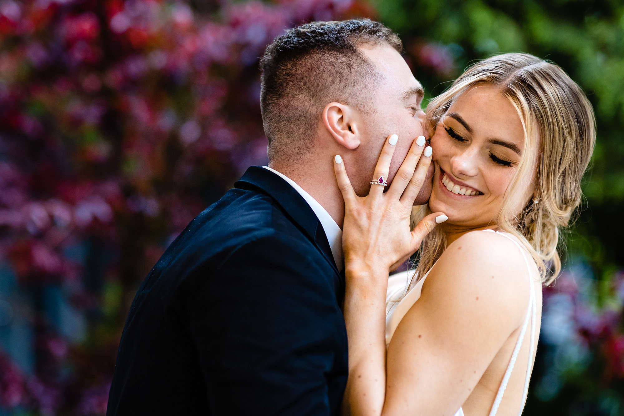 Wedding portraits on a rainy day at Bar Harbor Inn