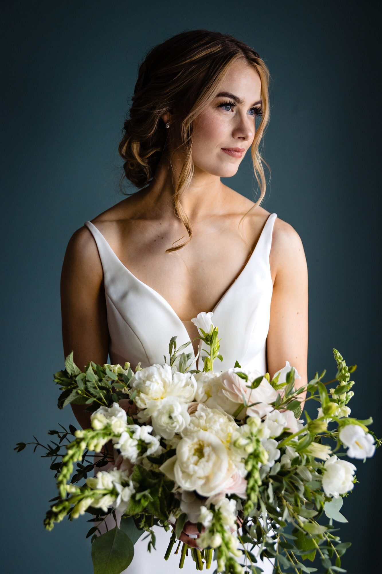 A bridal portrait taken at Bar Harbor Inn in Maine