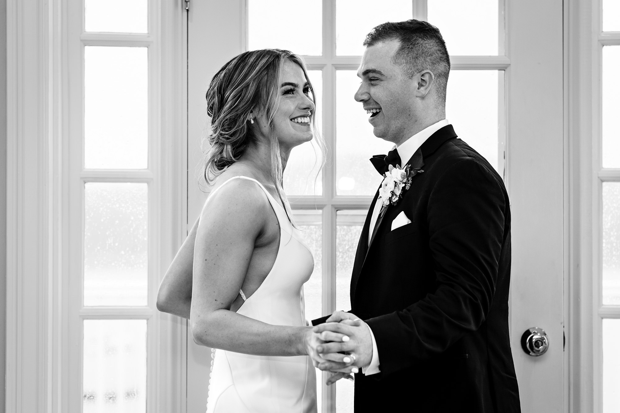 A first dance at a wedding in the Porcupine Room at the Bar Harbor Inn